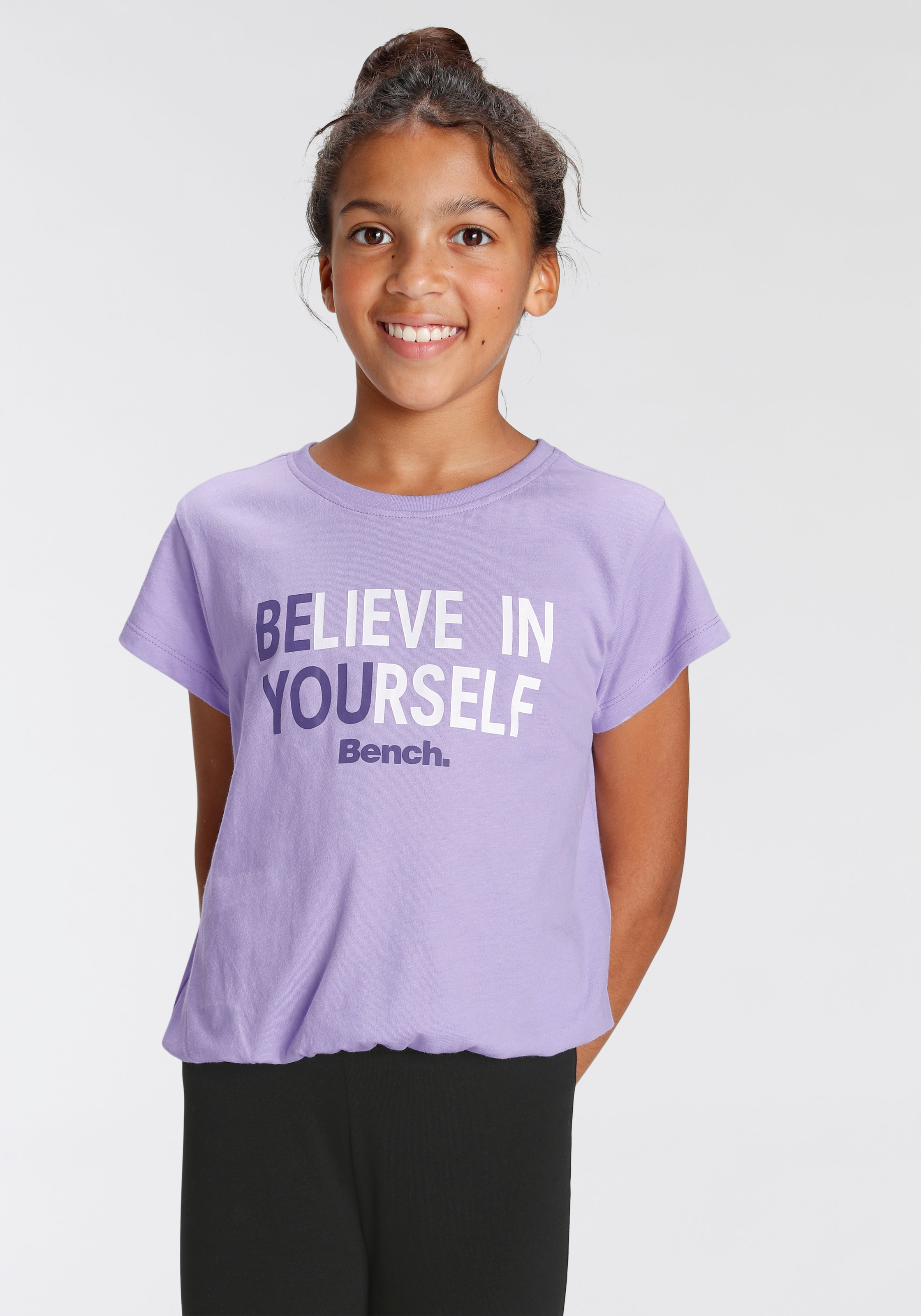 ✵ Bench. T-Shirt »BELIEVE online am IN | Jelmoli-Versand ordern Saum YOURSELF«, Gummizug mit
