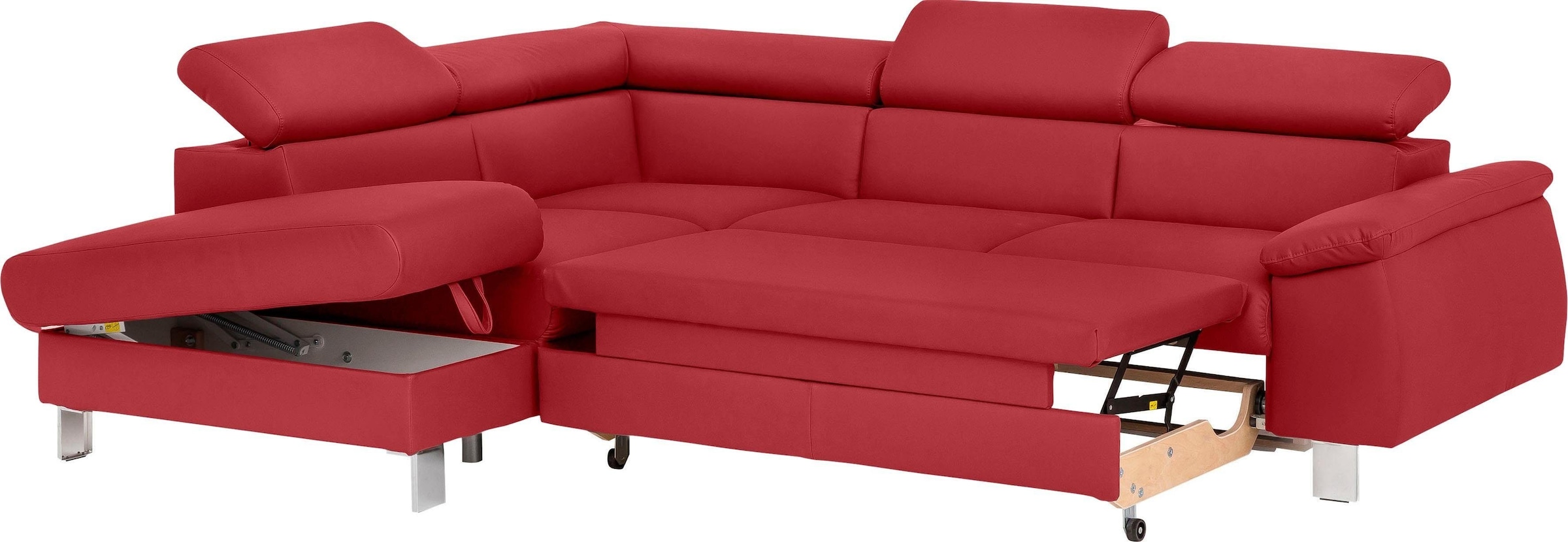 COTTA Polstergarnitur »Komaris L-Form«, (Set), Set bestehend aus: Ecksofa mit Kopfteilverstellung & Hocker