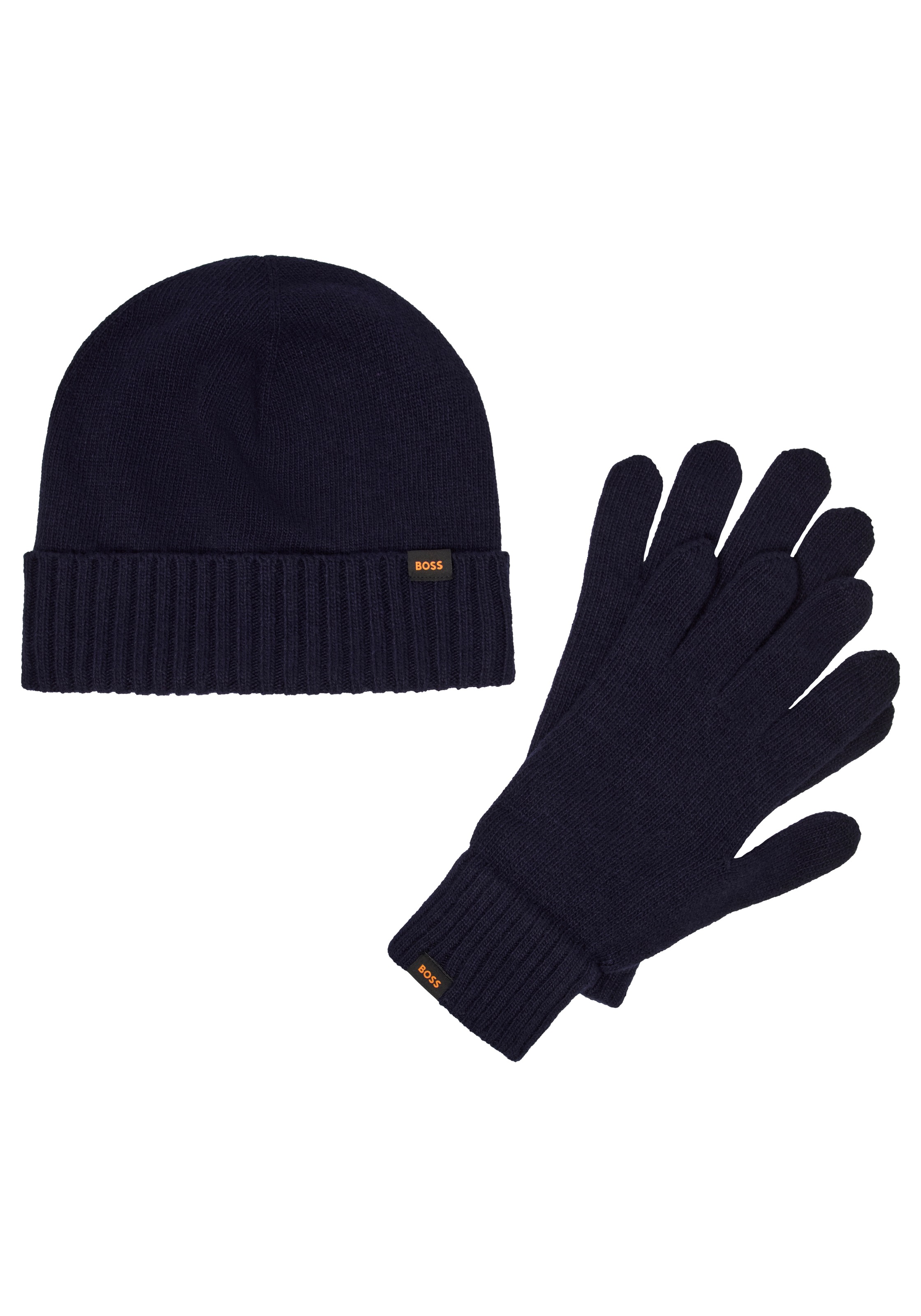 BOSS ORANGE Strickhandschuhe »Kalipso« Set, 2 Stk. und Mütze, mit Kaschmir-Anteil