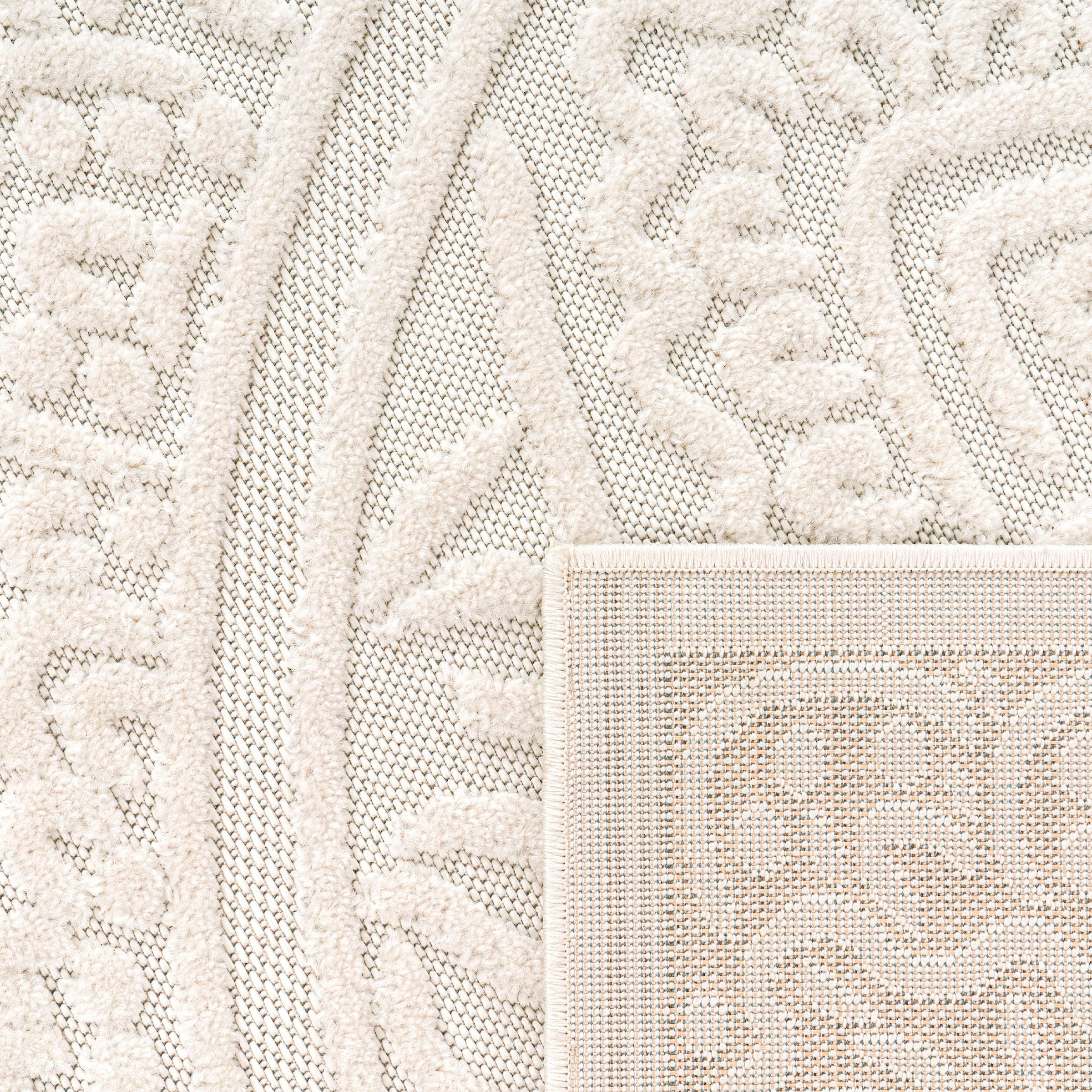 Paco Home Teppich »Cotton 232«, rechteckig, Uni Farben, Hoch-Tief Effekt, boho, In- und Outdoor geeignet