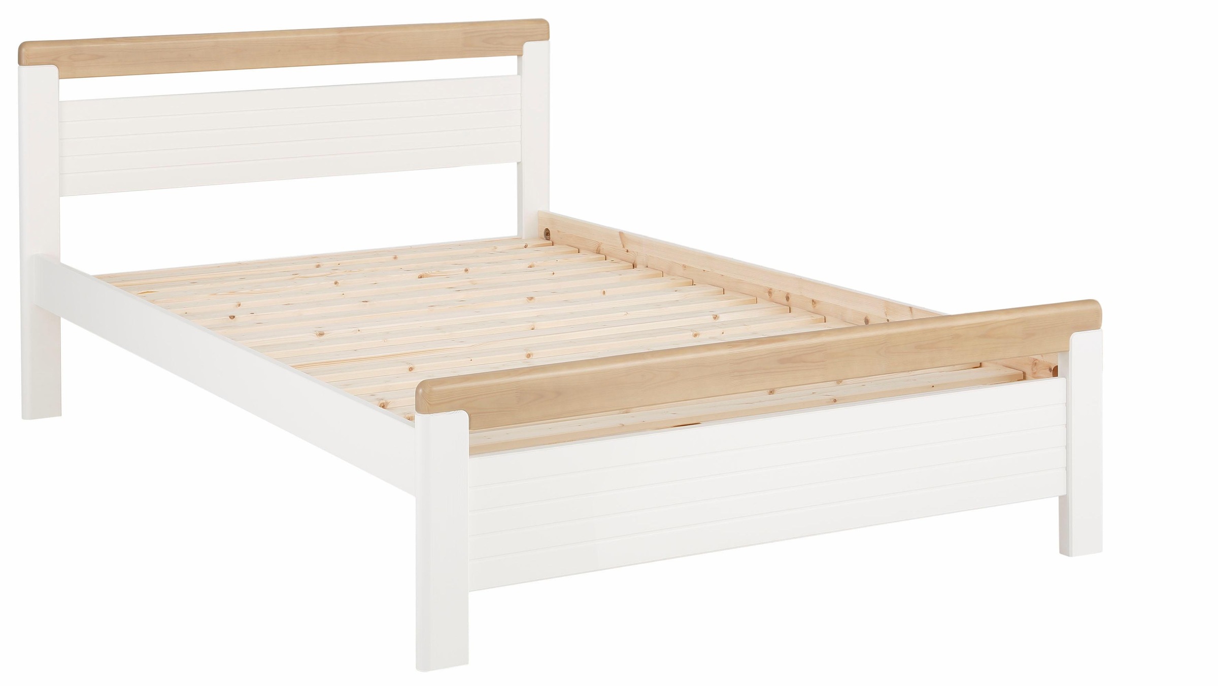 OTTO home Massivholzbett ""CAPRE" im skandinavischem Landhausstil" mit Rollrost, aus zertifiziertem Massivholz, Lamellenoptik