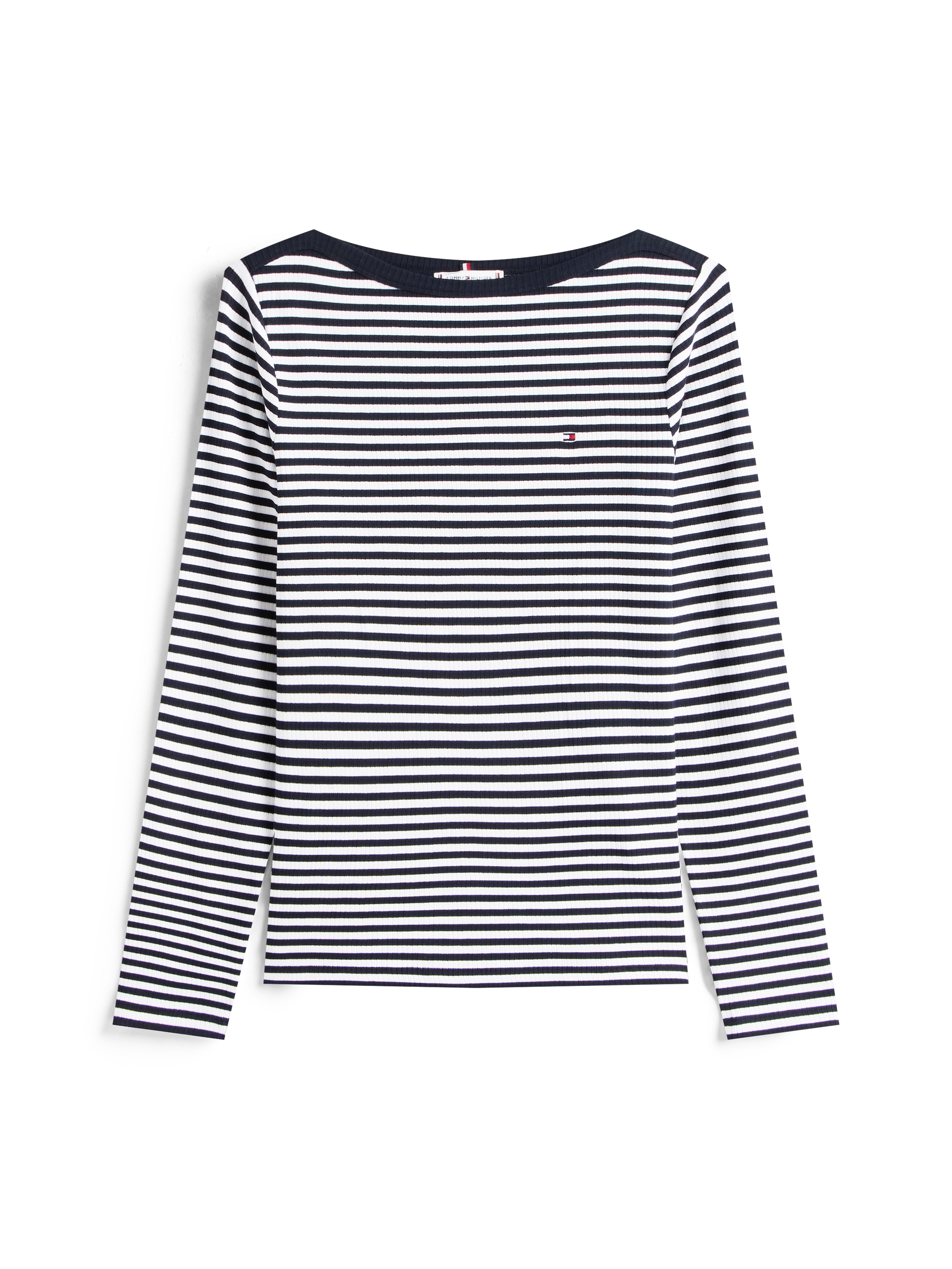 Tommy Hilfiger Langarmshirt »SLIM 5X2 RIB BOAT-NK LS«, in gerippter Struktur