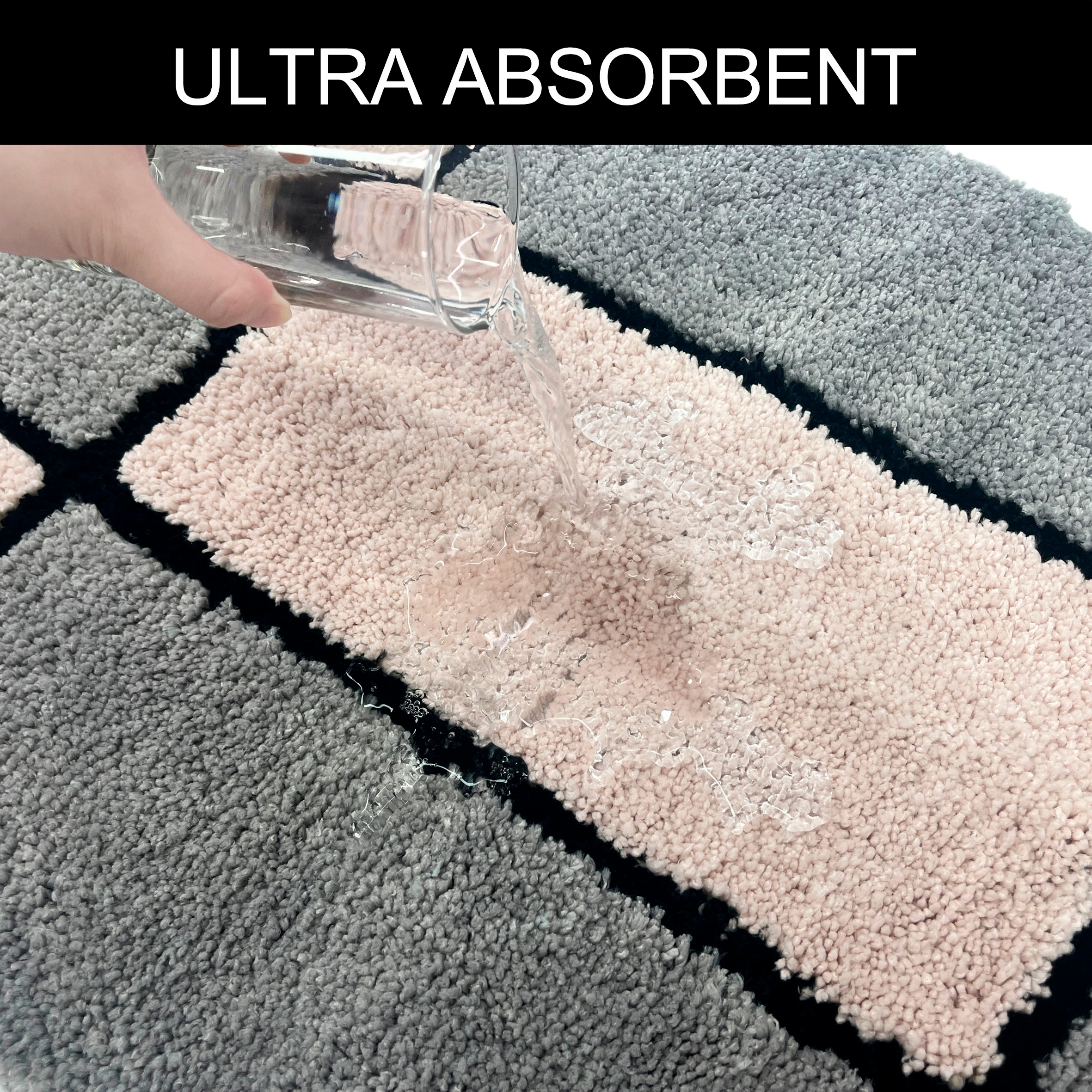 my home Badematte »Melli«, rutschhemmend beschichtet, fussbodenheizungsgeeignet, Badteppich, mit Muster, karierte Badematte