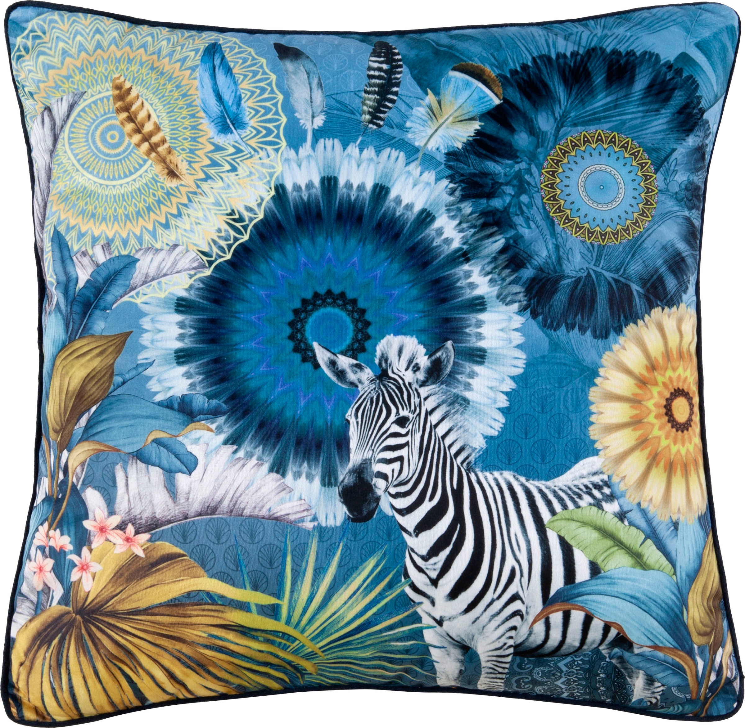 hip Dekokissen »Laska«, Mit Füllung, 1 Stück, Mit Biese, 30x60, Wendeoptik, Weich, Zebra, Blau