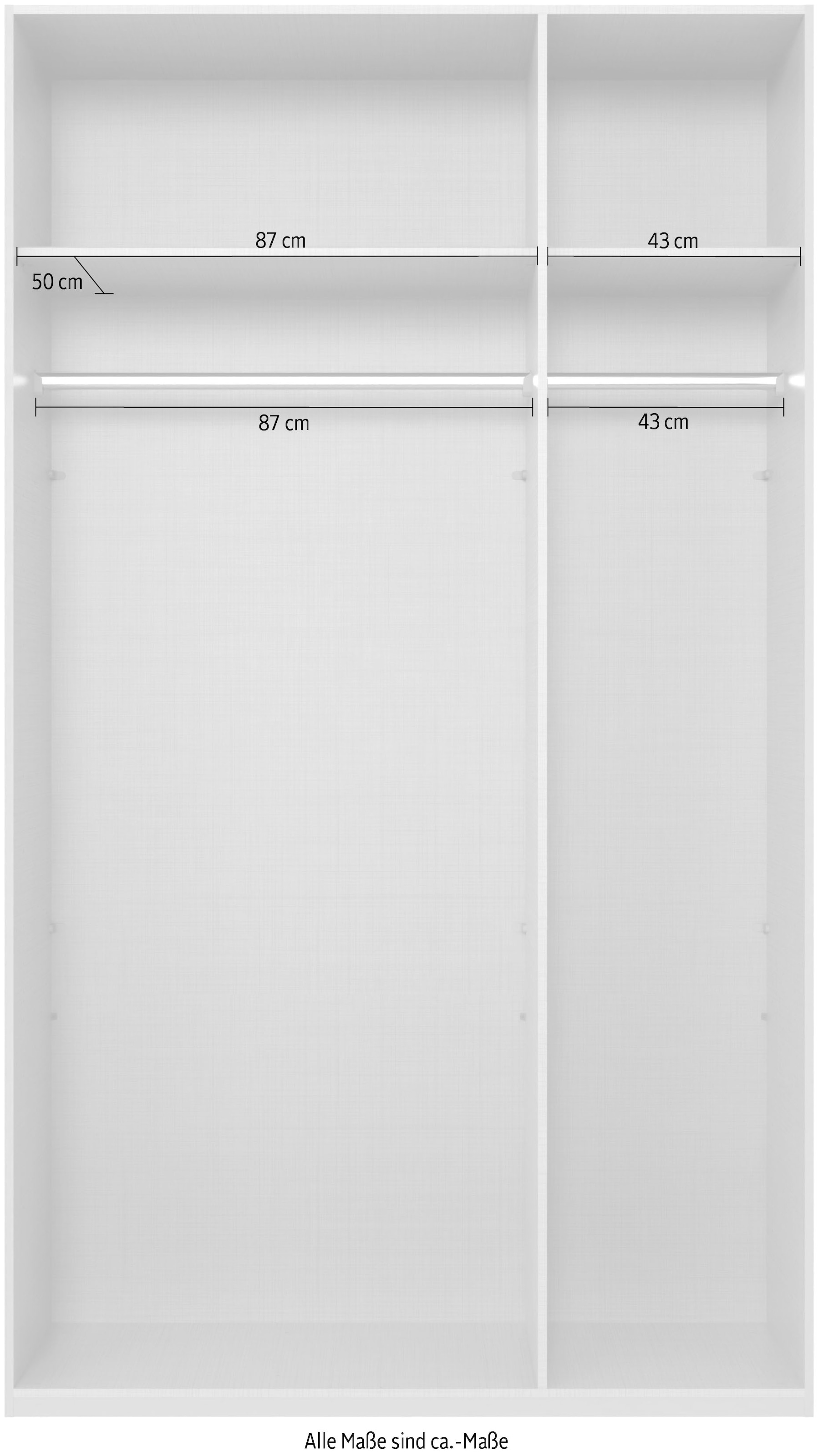 Wimex Kleiderschrank »Mugano,in 8 Breiten,3 Höhen,2 Tiefen, viele Farben, Made in Germany«, (in Basic oder Premium Ausstattung mit 2 weiteren Einlegeböden), mit langen oder kurzen Griffen aus Metall, mit oder ohne Spiegel