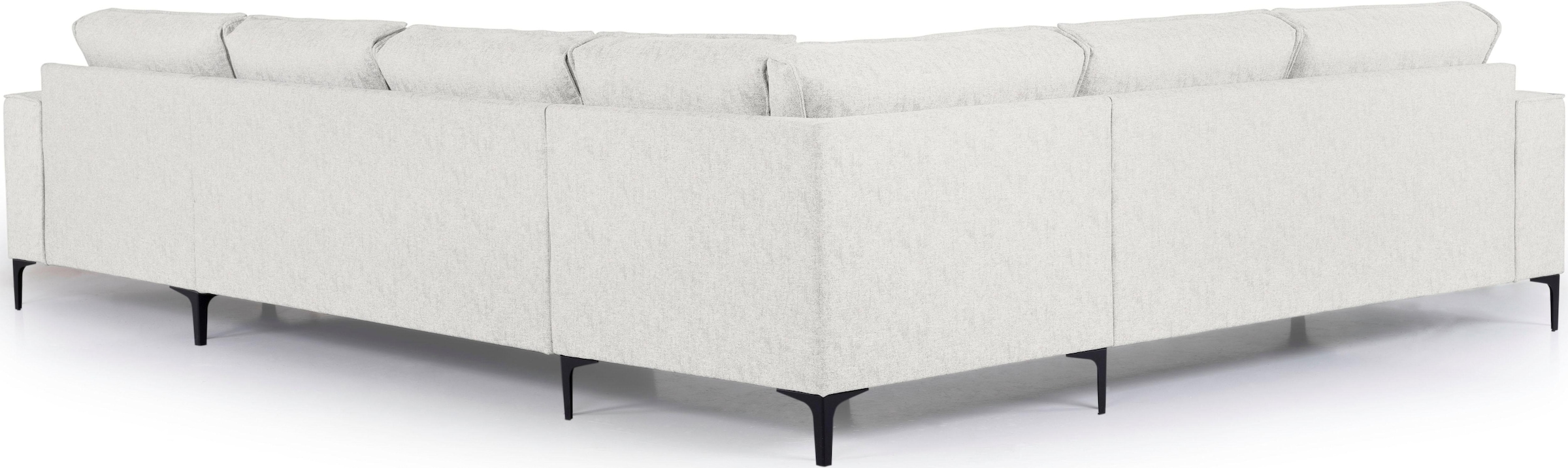 Places of Style Wohnlandschaft »XXL Sofa Oland, Struktur, Flachgewebe, Luxus-Microfaser, Boucle«, U-Form, 342 cm, Wellenunterfederung, Skandi-Design, Metallfüsse