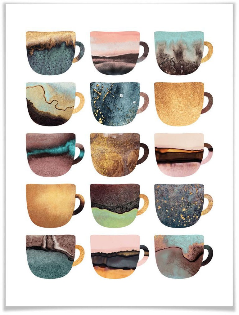Poster »Kaffeetassen Natur«, Geschirr & Besteck, (1 St.), Poster ohne Bilderrahmen
