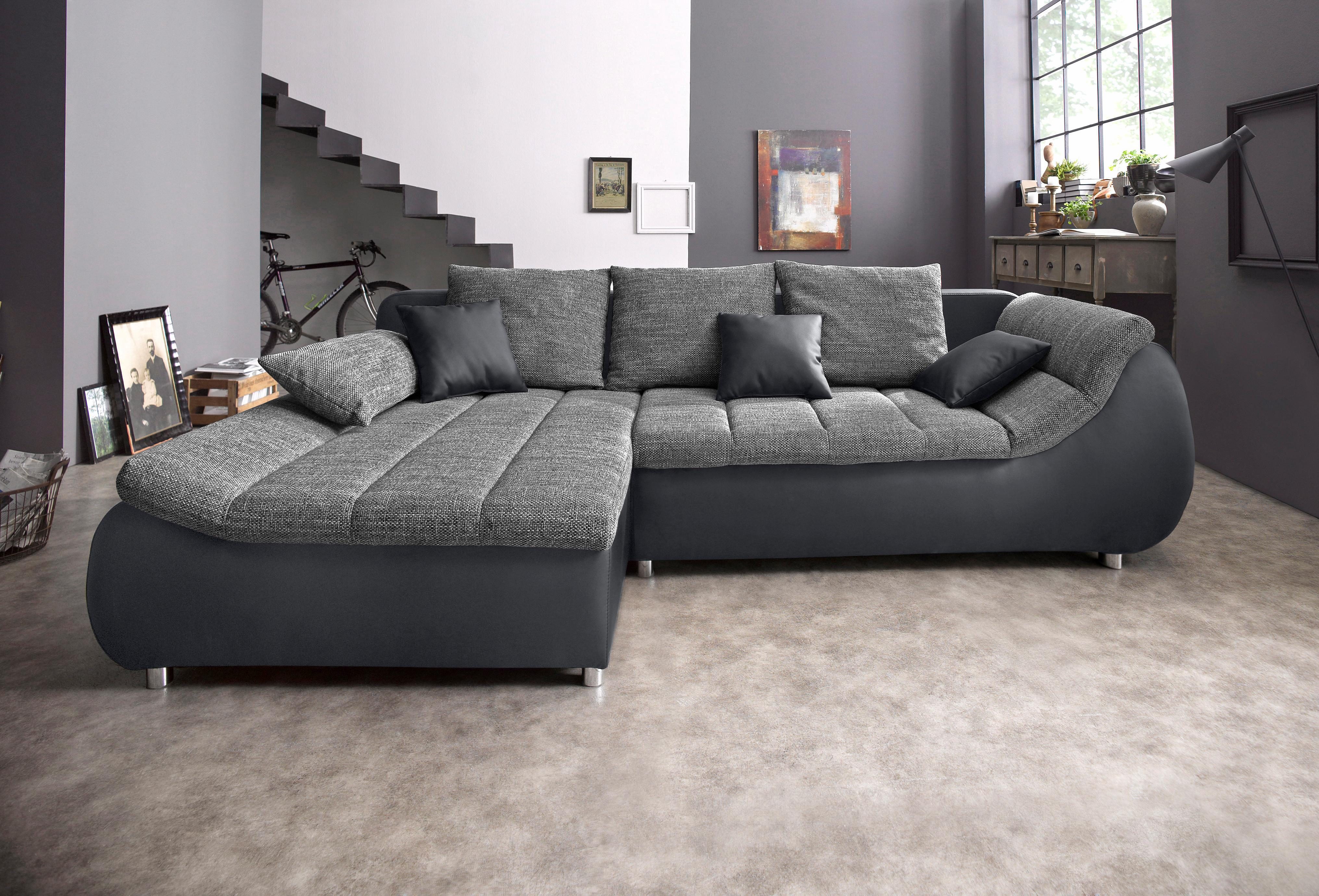 Home affaire Ecksofa "Imola, bequem, aktuelle Steppung im Sitz, L-Form, Breite 270cm" wahlweise mit Bettfunktion