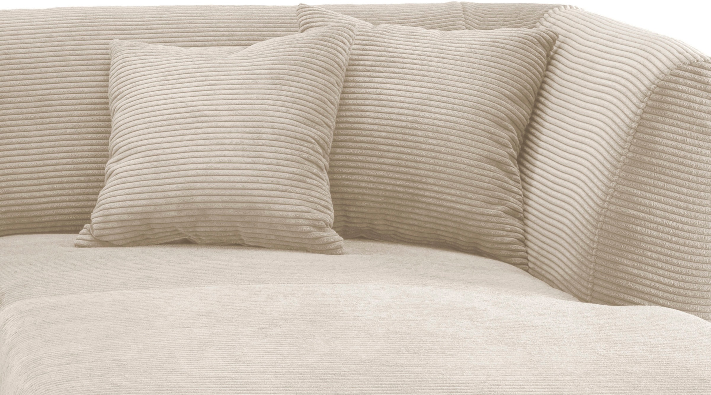 INOSIGN Ecksofa »Colori Polstermöbel mit zeitlos eleganter Rückenführung. L-Form«, Holzfussfarbe wählbar, inkl. 4x Zierkissen