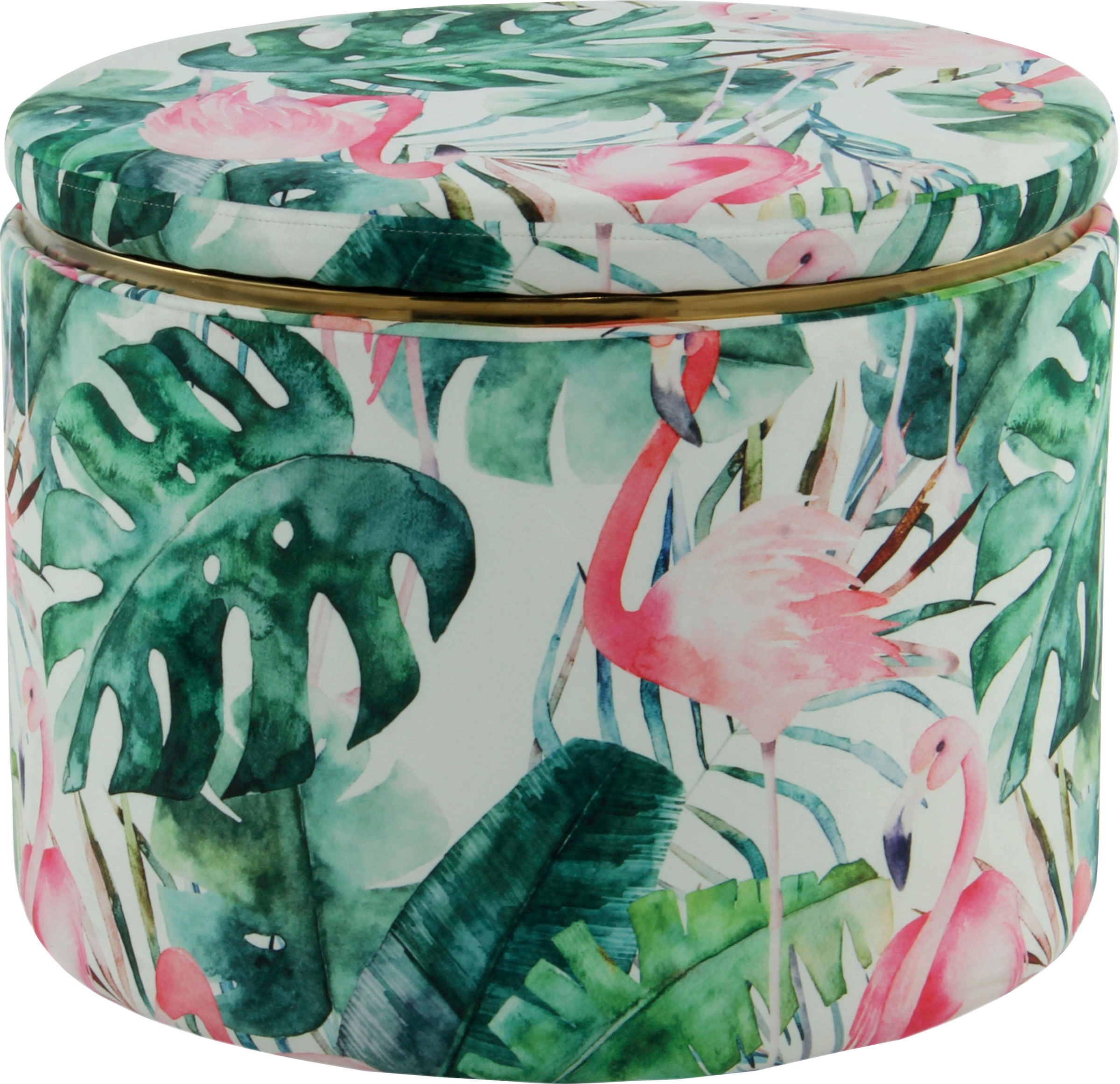 Kayoom Hocker »Forest, hoher Sitzkomfort dank weicher Polsterung mit Samtbezug«, (1 St.), florales Muster, mit Stauraum, flexibler Einsatz in jedem Raum