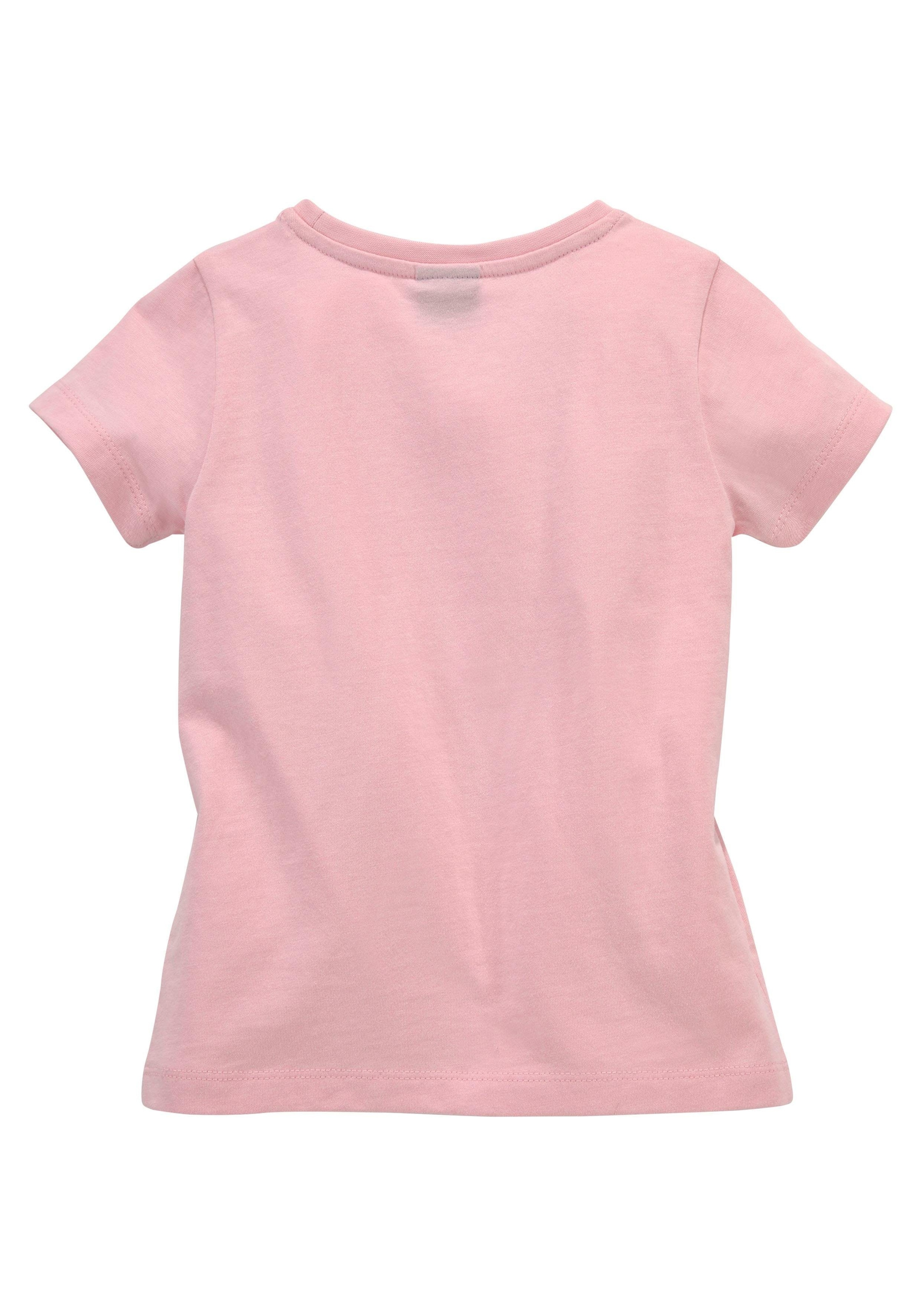 KIDSWORLD T-Shirt »für kleine Mädchen«, Kurzarm, basic geschnittene Passform, mit Glitzerdetails und Print