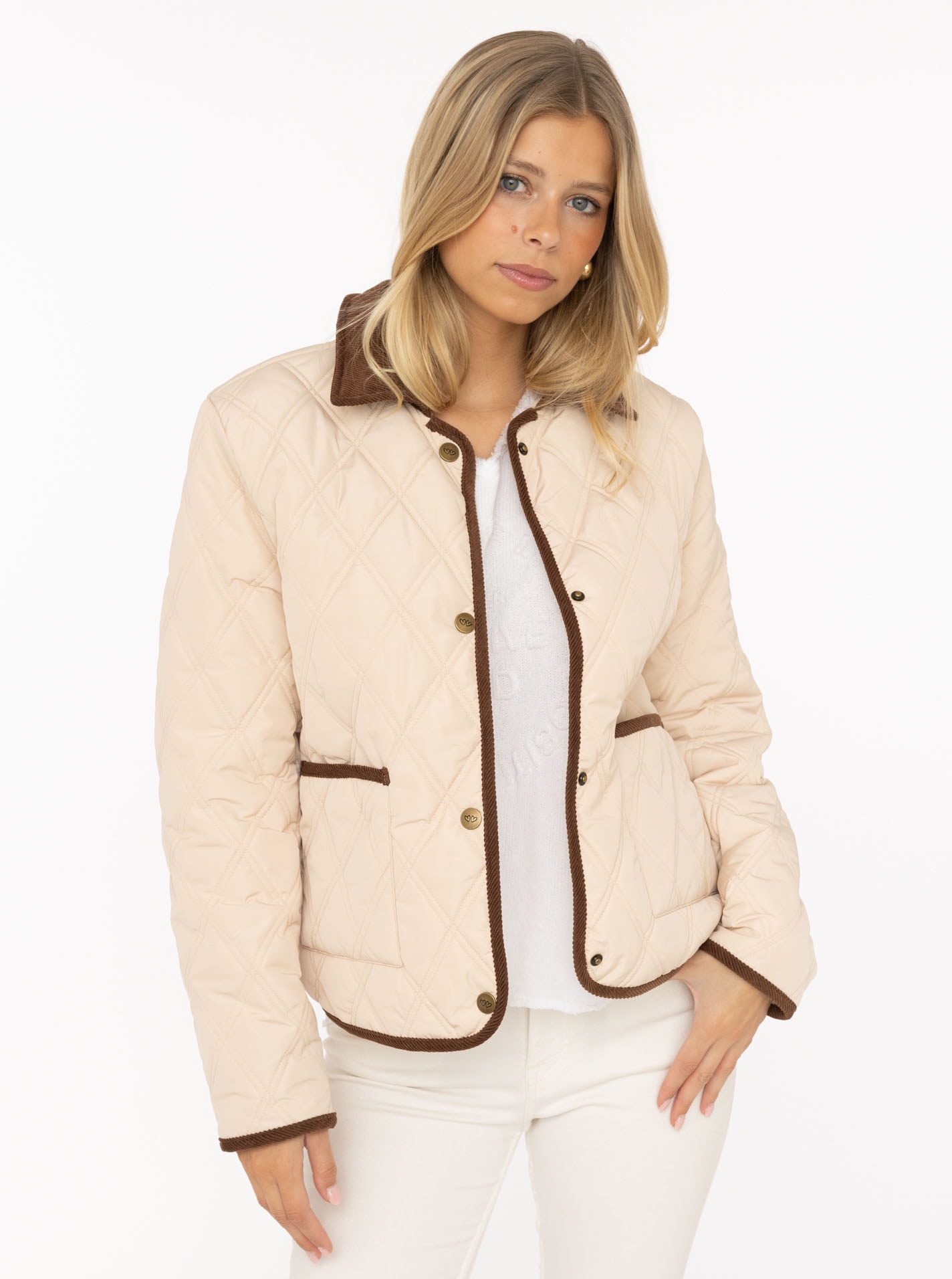 Zwillingsherz Steppjacke ""Classic"" ohne Kapuze Kordkragen, Knopfleiste und Taschen