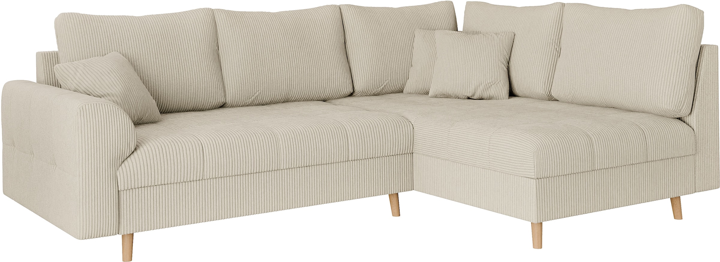 Home affaire Ecksofa »CHARRE L-Form mit Ottomane, Masse B/T/H: 231/161/81 cm«, feine Steppung, lose Rücken- und Zierkissen, auch in Cord und Bouclé