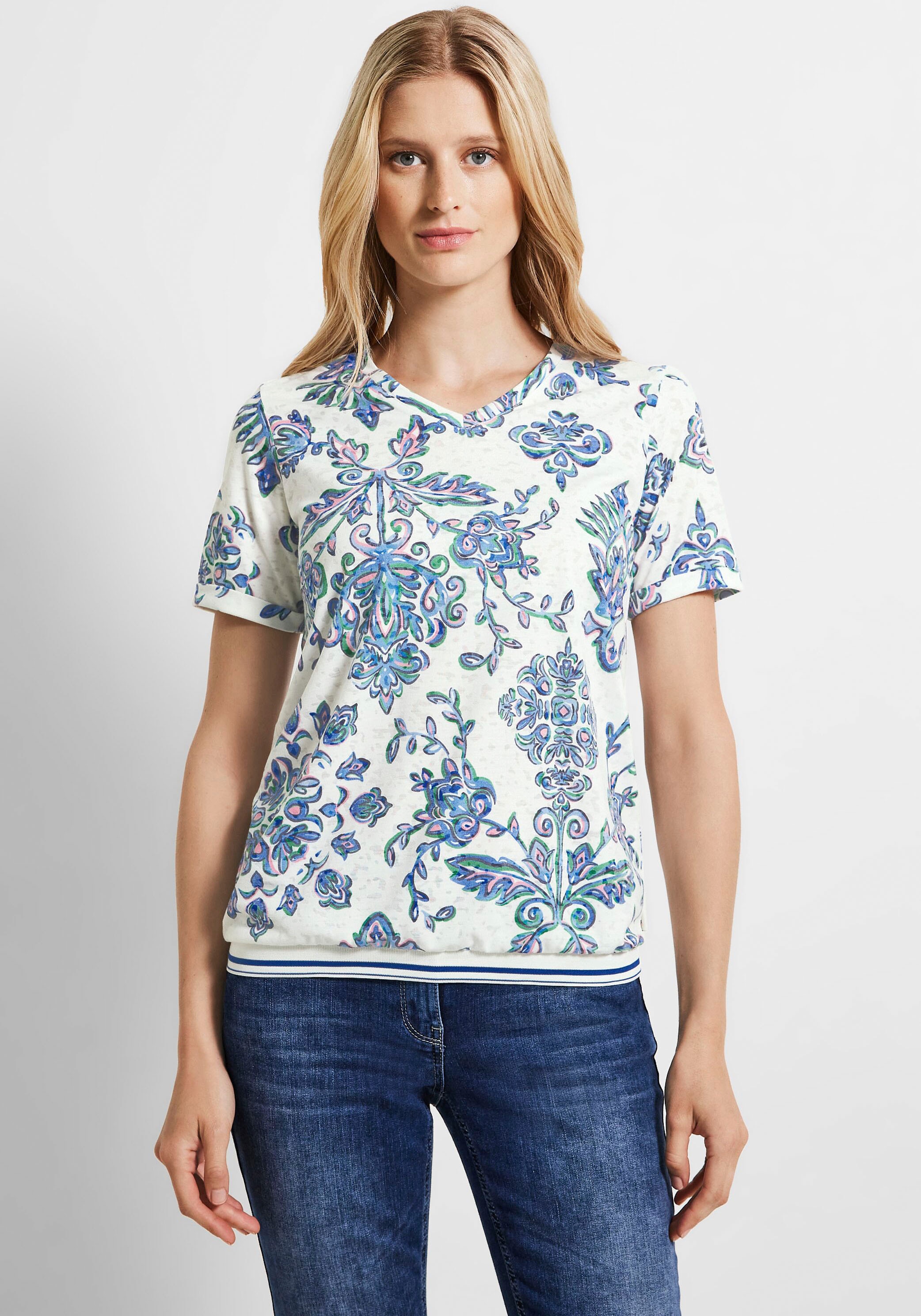 Cecil Print-Shirt, in einem angesagten Burn Out Look online shoppen bei  Jelmoli-Versand Schweiz