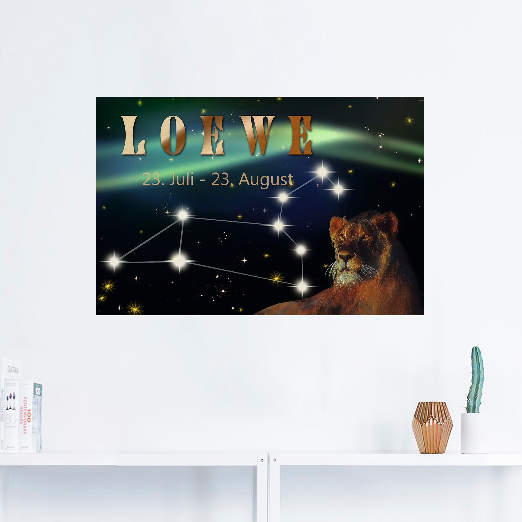 Artland Wandbild »Sternzeichen - Löwe«, Bilder von Sternzeichen, (1 St.), als Leinwandbild, Poster, Wandaufkleber in verschied. Grössen