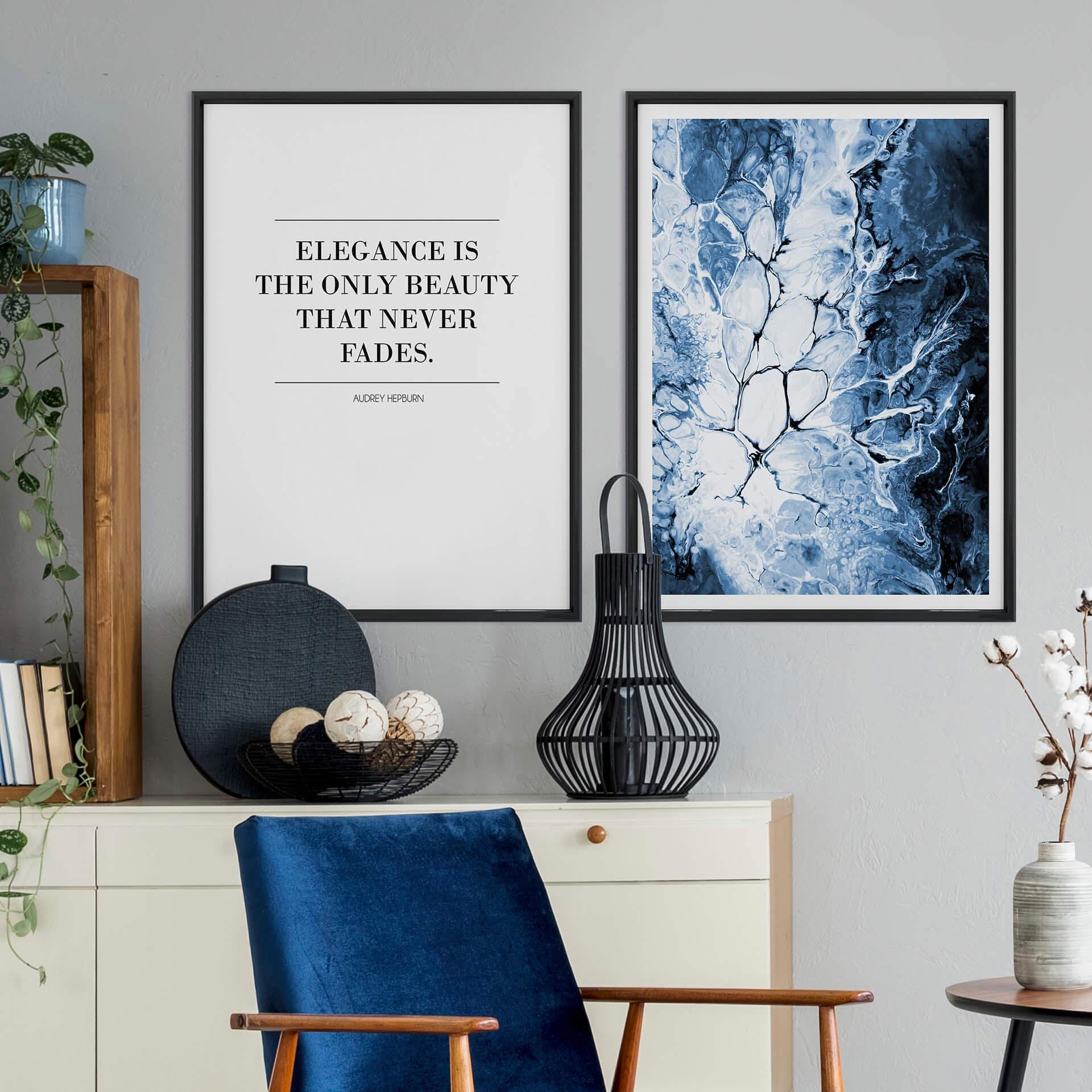 Wall-Art Poster »Blaue Eleganz«, (Set, 2 St.), mit Rahmen, Poster,  Wandbild, Bild, Wandposter online bestellen | Jelmoli-Versand