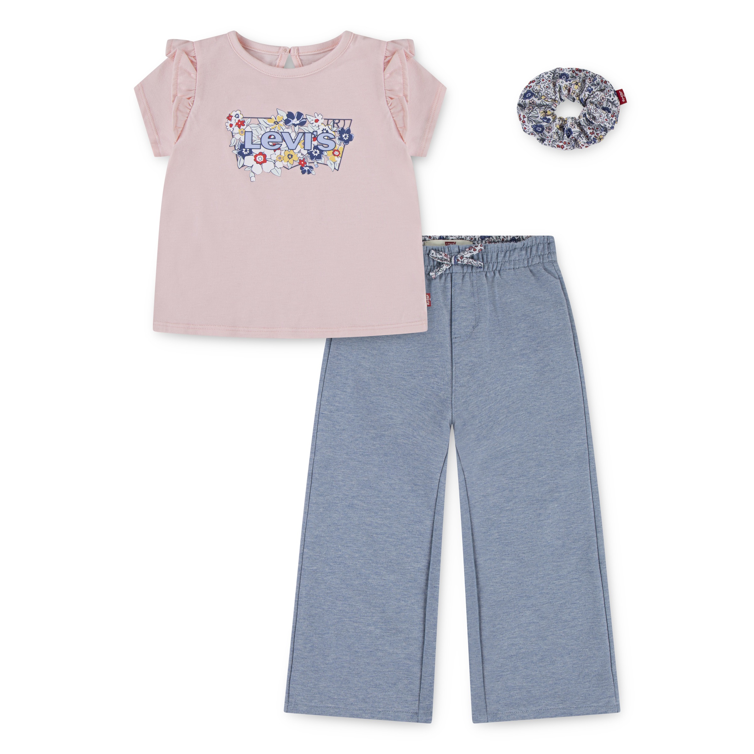 Levi's® Kids Shirt, Leggings & Haarband »LVG RUFFLE SHLDR TOP & PANT SE« 3 Stk. mit Blumenmuster