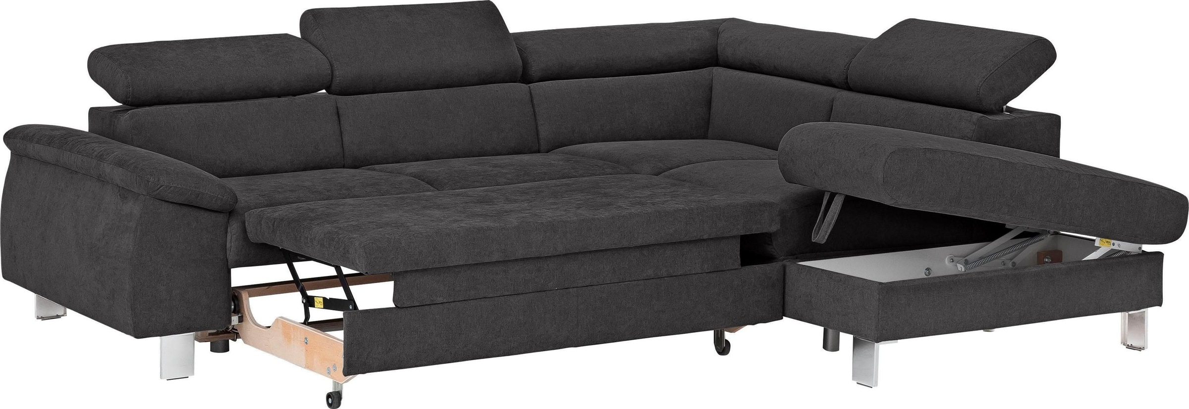 COTTA Polstergarnitur »Komaris L-Form«, (Set), Set bestehend aus: Ecksofa mit Kopfteilverstellung & Hocker