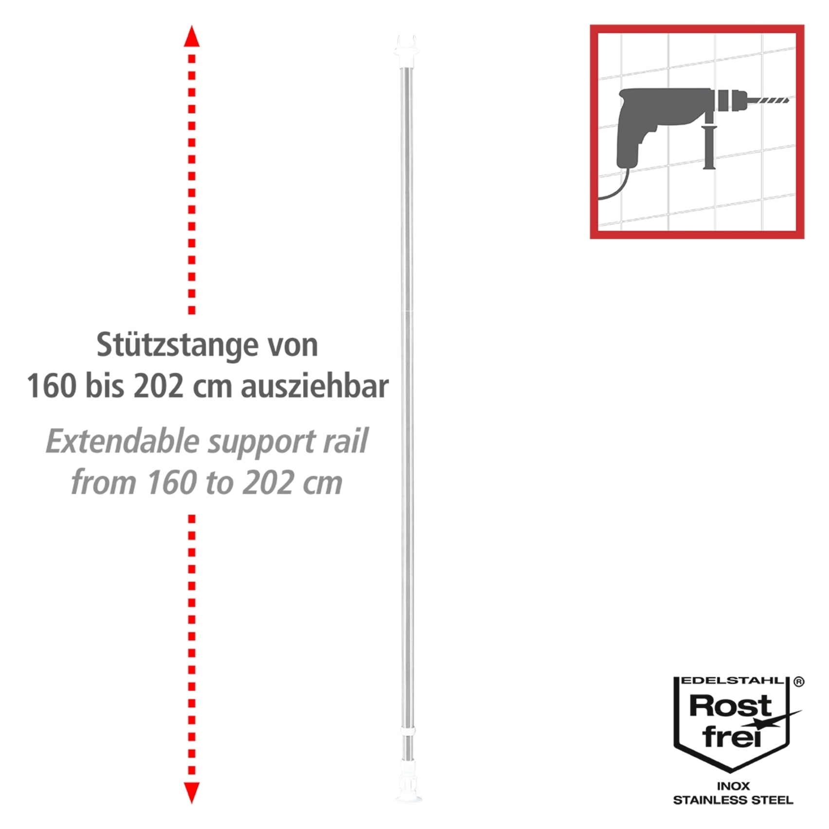 WENKO Teleskopregal »Garderobe«, (Set, 3 St.), flexibles Kleiderstangensystem, belastbar bis 110 kg