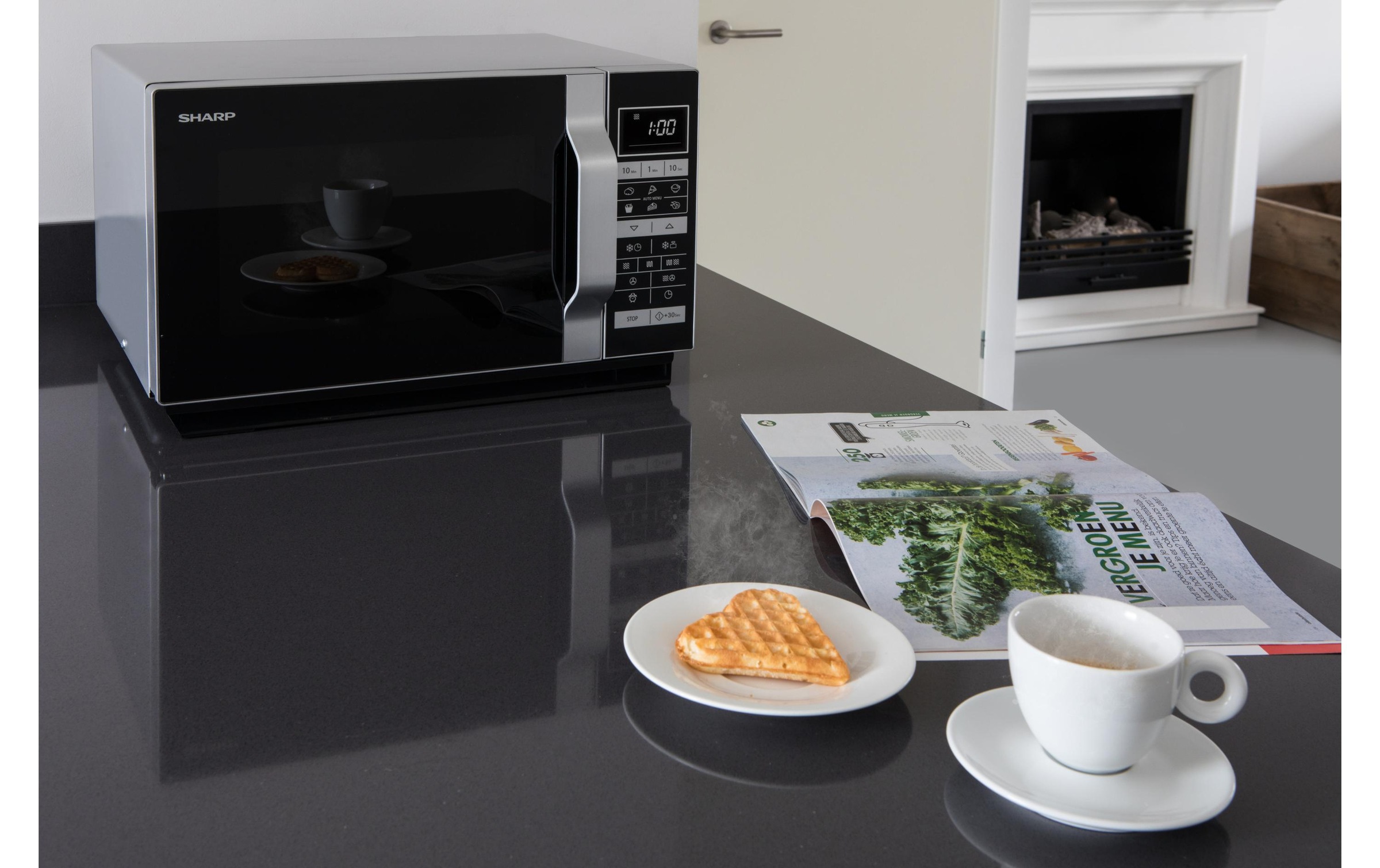 Sharp Mikrowelle »R860S Silberfarben Schwarz«, 900 W