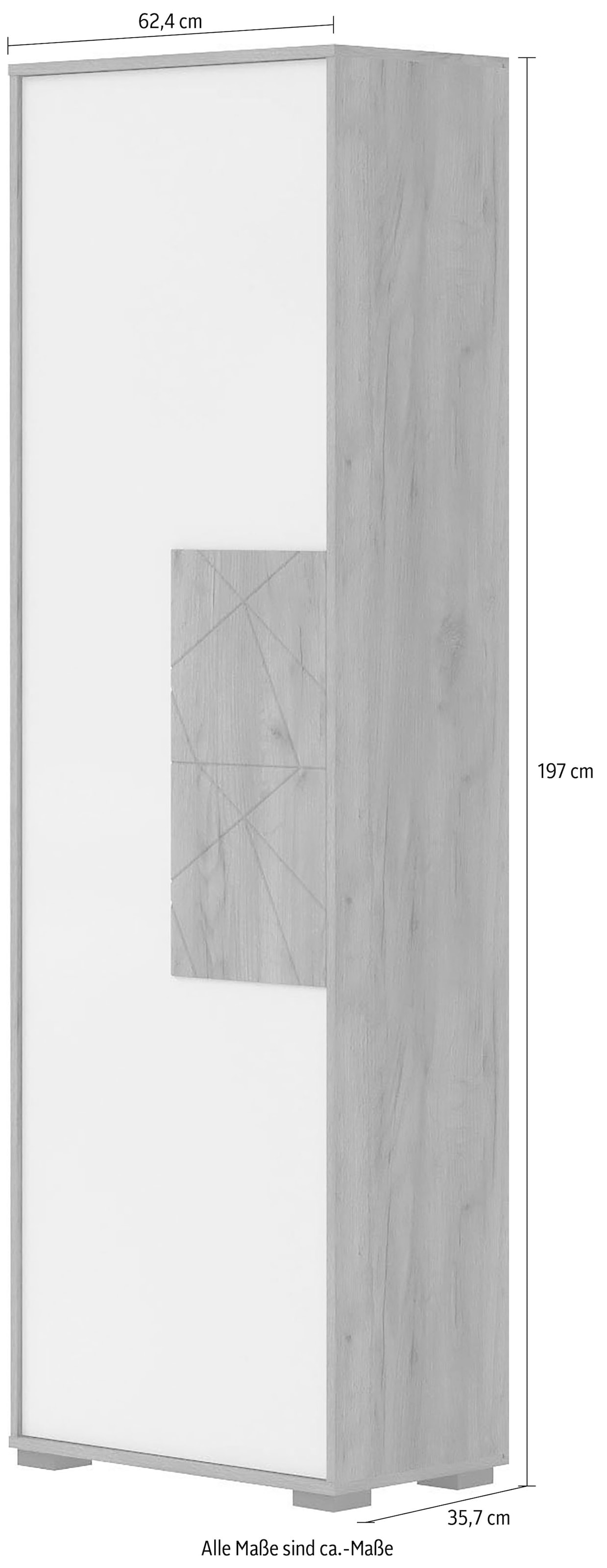 Places of Style Garderobenschrank »Stela«, (H/B/T): 197/62,4/35,7cm), mit Push-to-open-Funktion