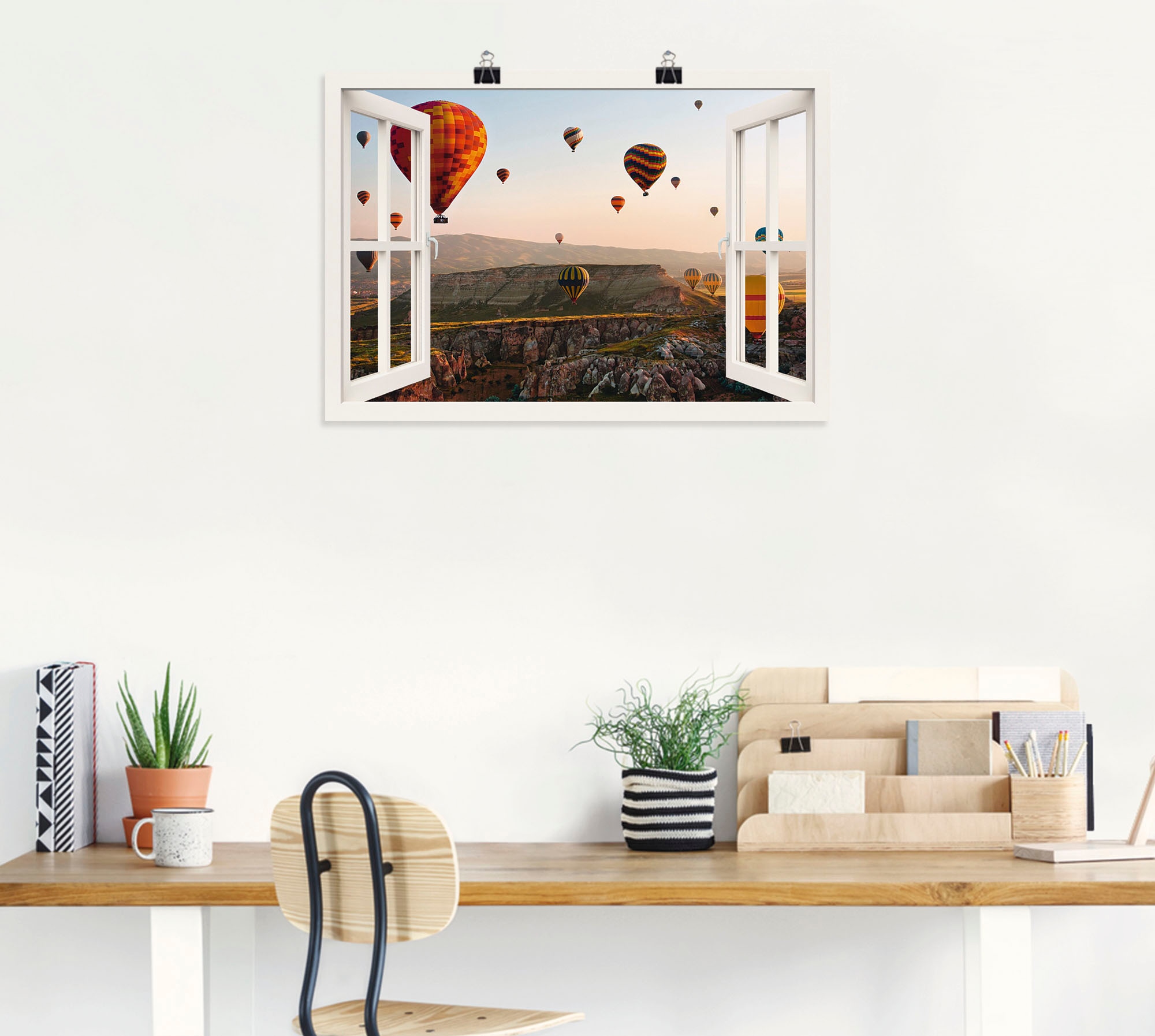 Artland Wandbild »Fensterblick Kappadokien Ballonfahrt«, Ballonfahren, (1 St.), als Poster, Wandaufkleber in verschied. Grössen