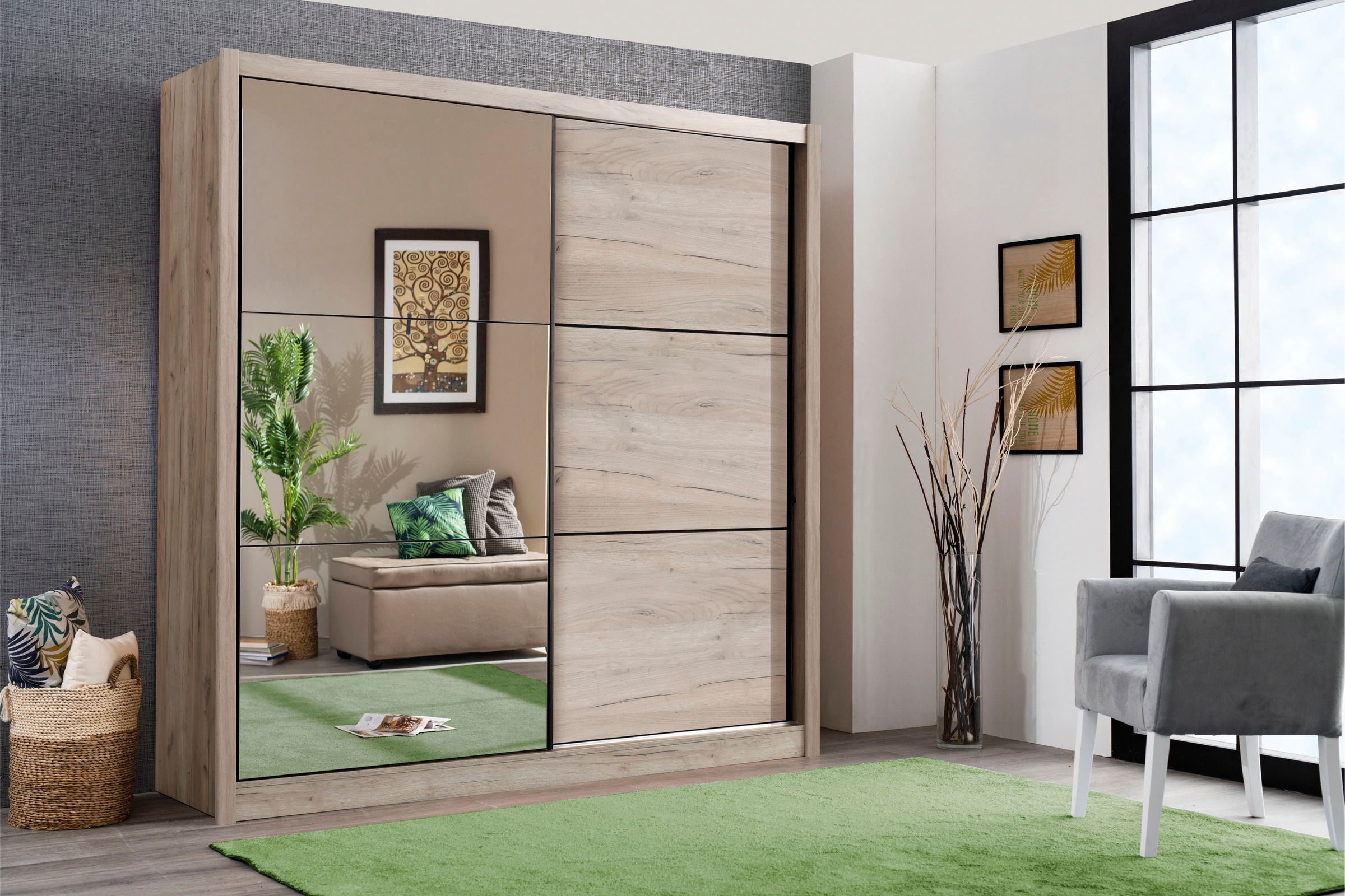 INOSIGN Schwebetürenschrank »Navara«, mit Spiegel shoppen online Jelmoli-Versand und zusätzlichen | Einlegeböden