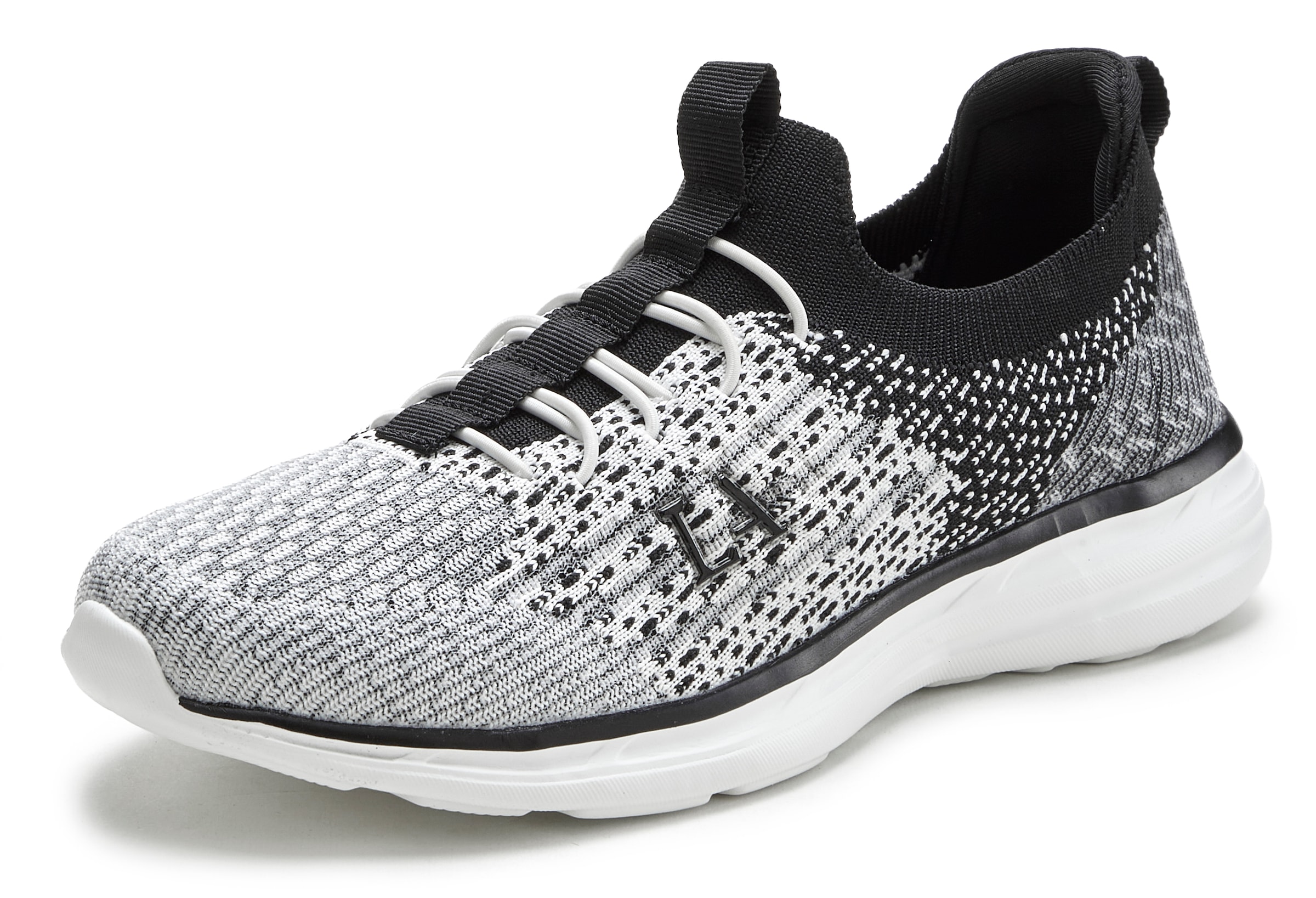 LASCANA Sneaker »Slipper, Halbschuh,«, bequem zum Reinschlüpfen mit elastischen Schnürbändern Unisex VEGAN