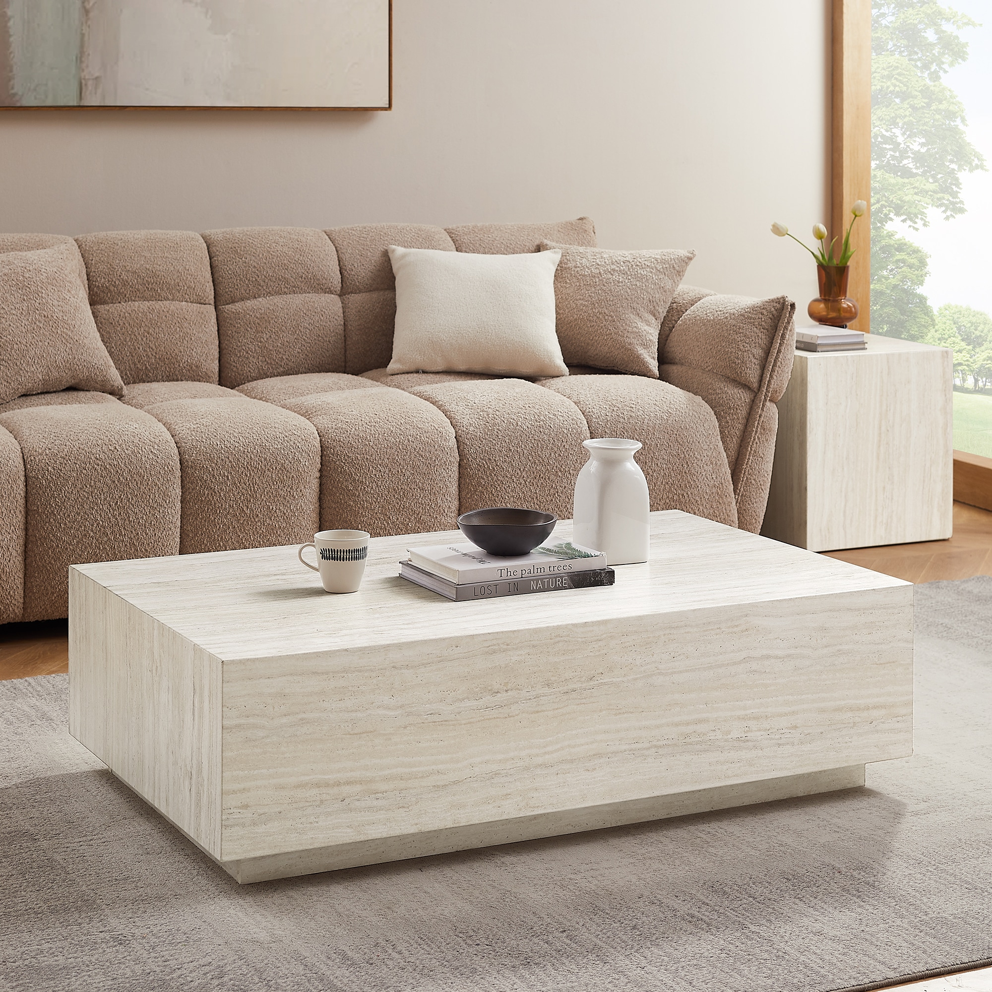 SalesFever Couchtisch »Almeria Beistelltisch: Stilvoller Couchtisch 120/75 cm«, Stilvoller, rechteckiger Tisch in edler Marmoroptik, 120x75cm