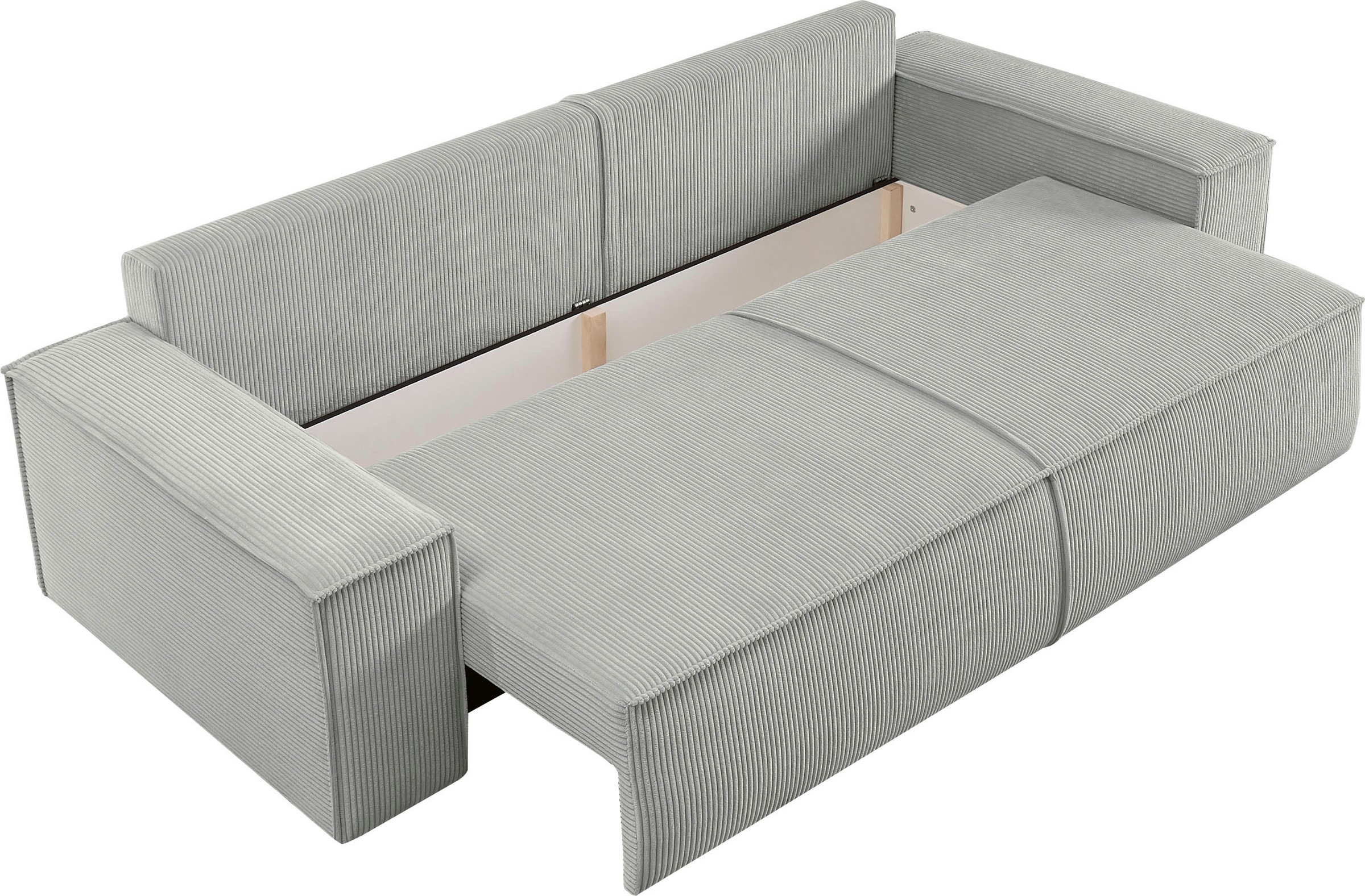 Home affaire 3-Sitzer »SHERWOOD Schlafsofa (257cm) Cord, Samtvelours, Vintage-Lederoptik«, Schlaffunktion mit Bettkasten (ca. 136/200cm)