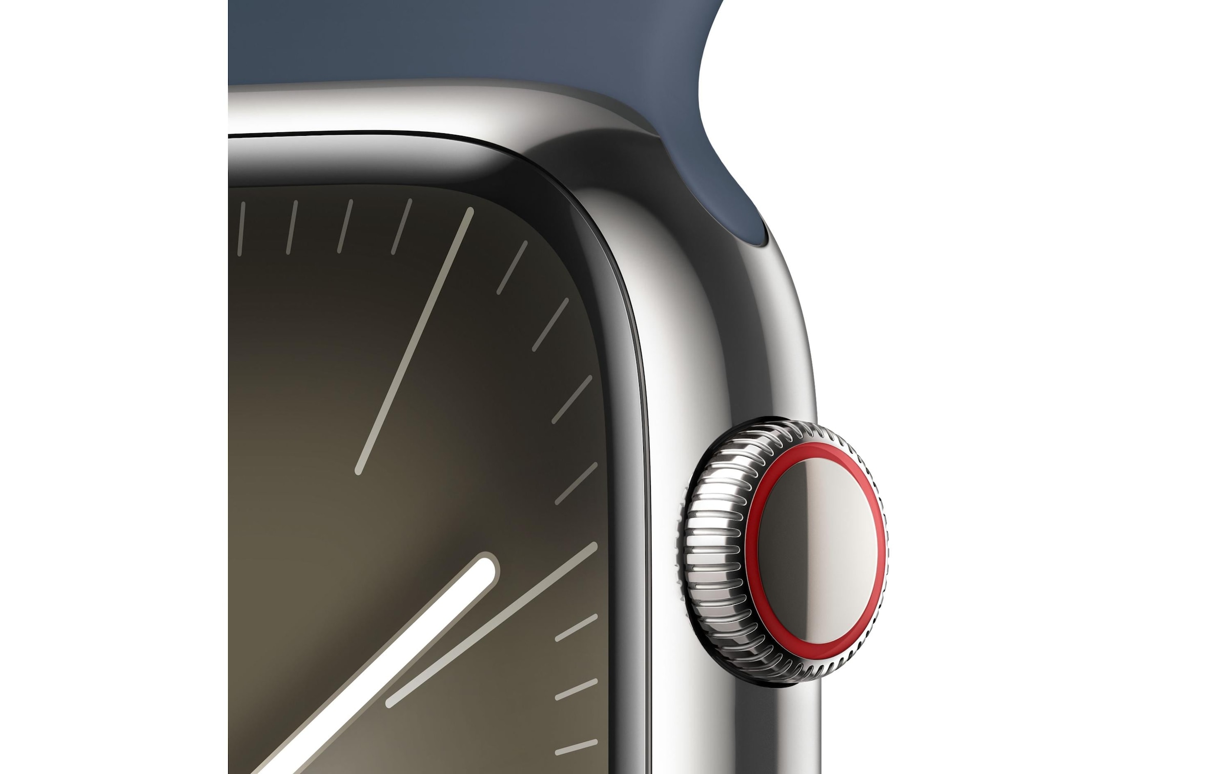 Apple Smartwatch »Series 9, GPS + Cellular, Edelstahl-Gehäuse mit Sportarmband«, Watch OS 10, 64 GB,)