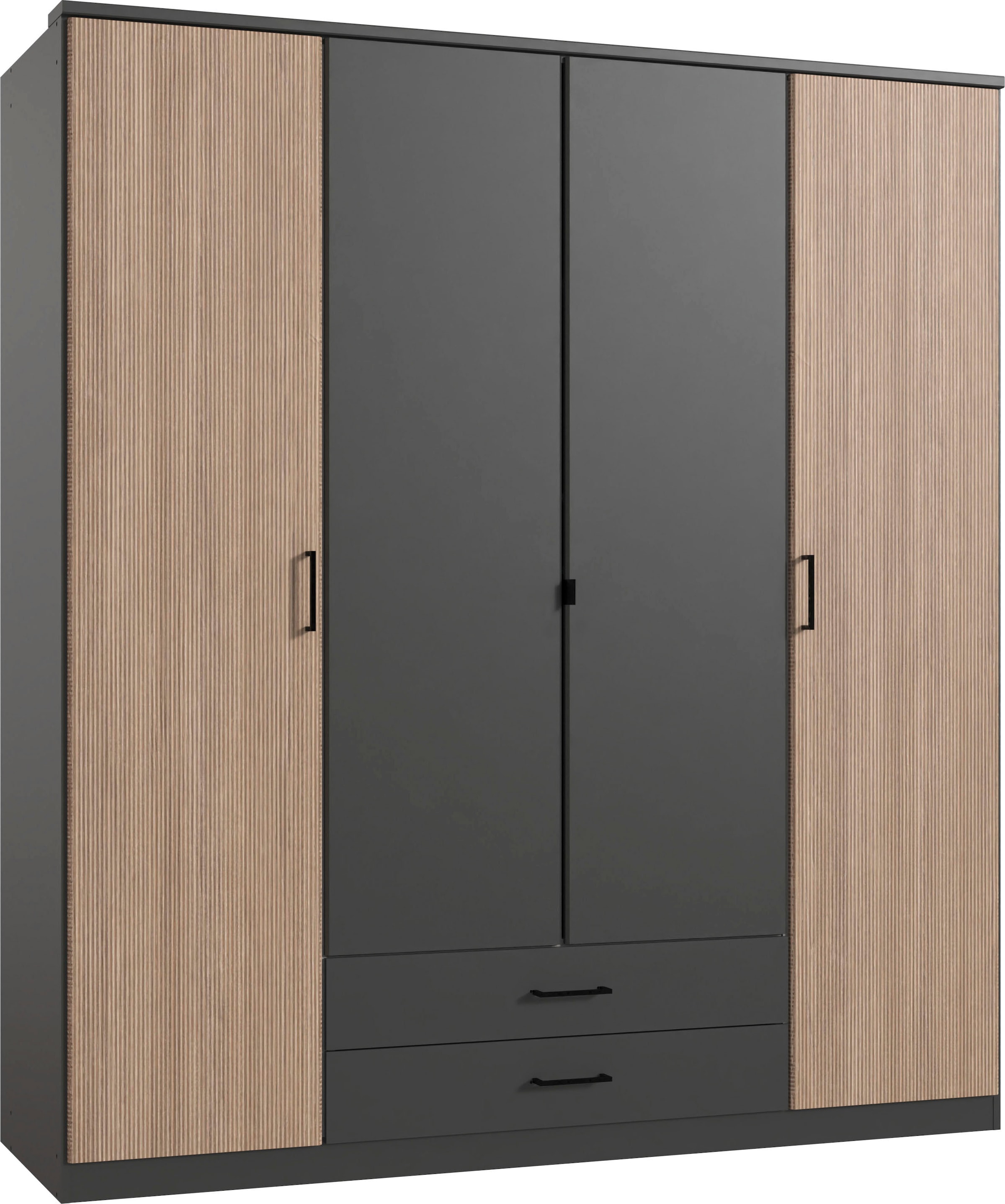 Wimex Kleiderschrank »Fulda, 135 oder 180/58/199cm, 2 Schubladen, Made in Germany« mit Kranzleiste, besonderer Look durch Multiplex Optik, mit oder ohne Glasauflage