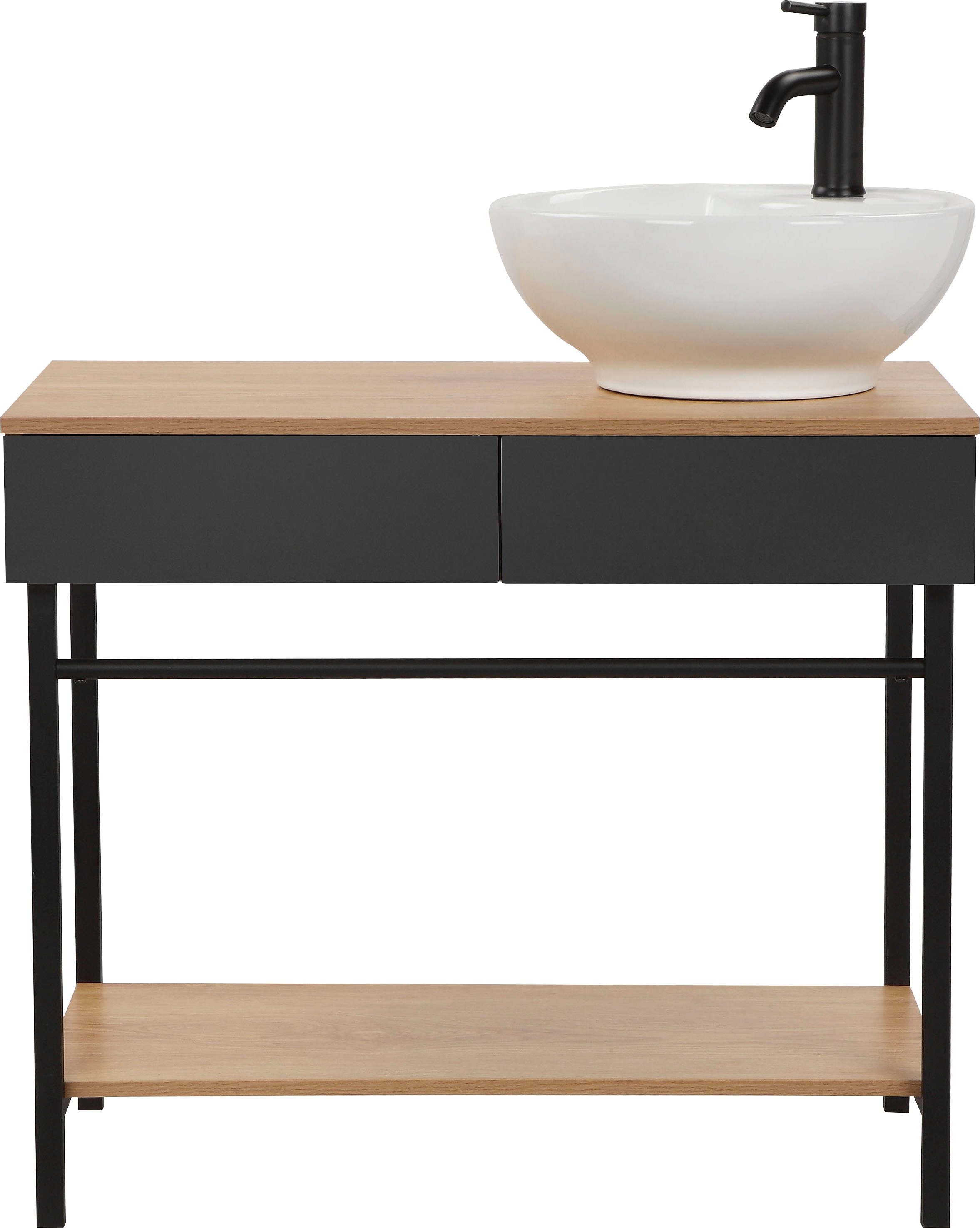 welltime Waschtisch »Haarlem«, Breite 88cm, Badmöbel inkl. Waschbecken, Metall