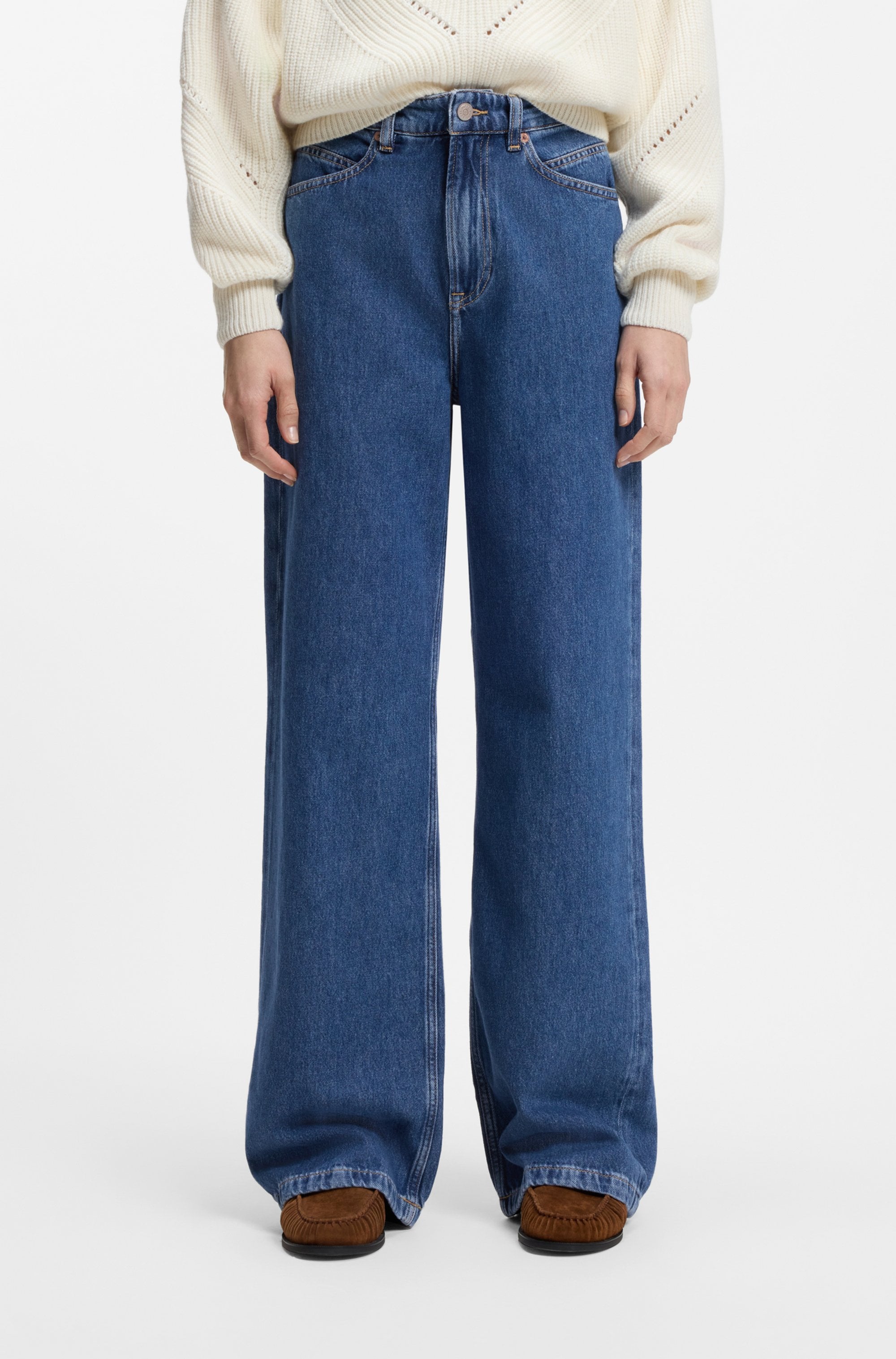 BOSS ORANGE Weite Jeans "MARLENE HR 10.0 Premium Damenmode" mit hohem Bund