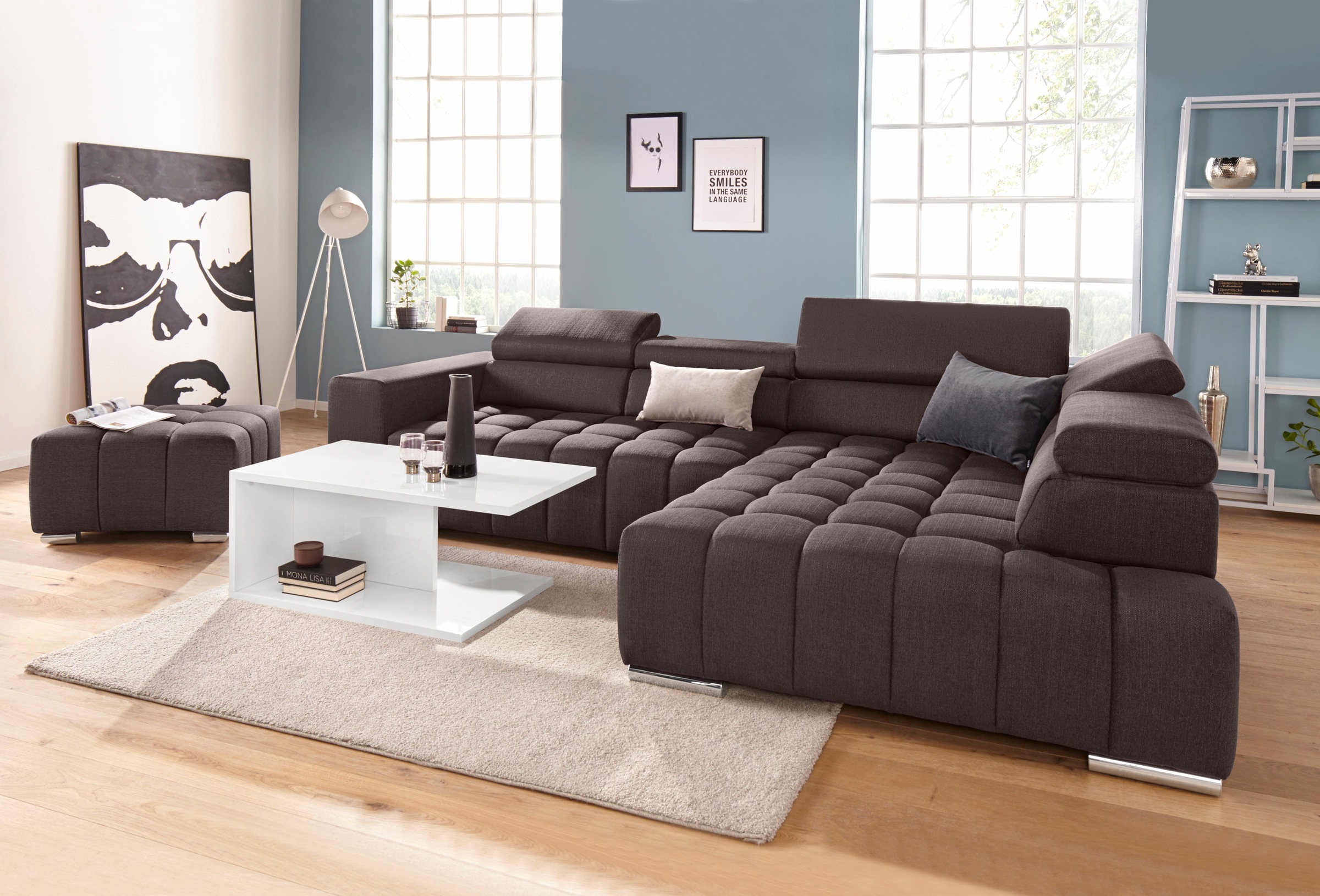exxpo - sofa fashion Ecksofa Elias, L-Form, mit Kopf- bzw. Rückenverstellung, wahlweise mit Bettfunktion