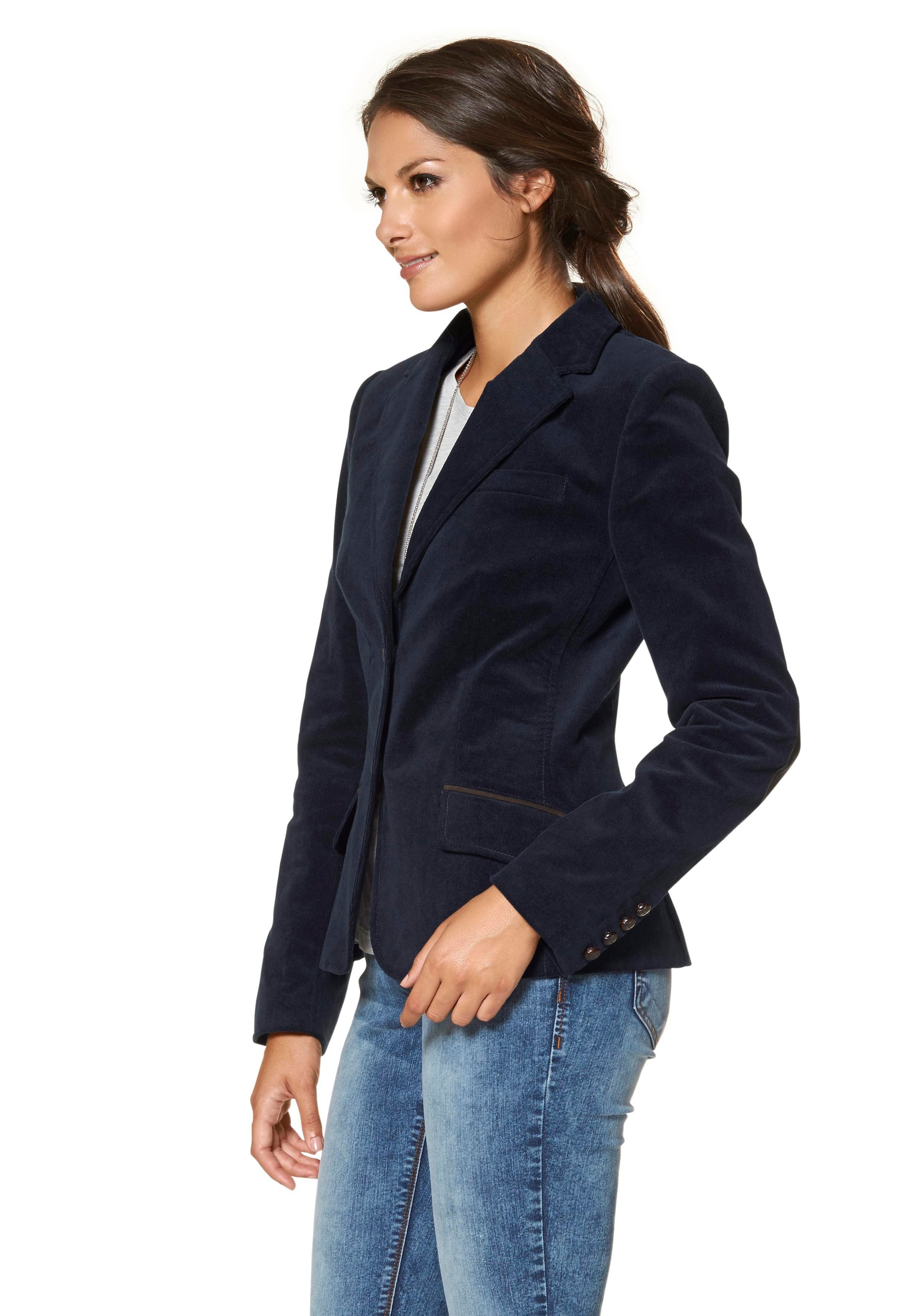 Aniston CASUAL Jackenblazer, mit Lederimitat-Einfassungen und Ärmelpatches