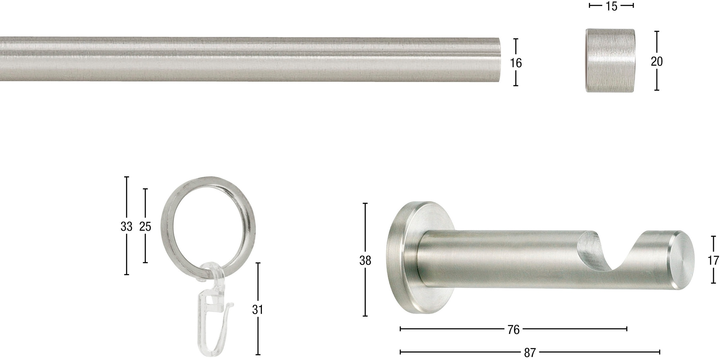 GARESA Gardinenstange »WILLI«, 1 läufig-läufig, Fixmass