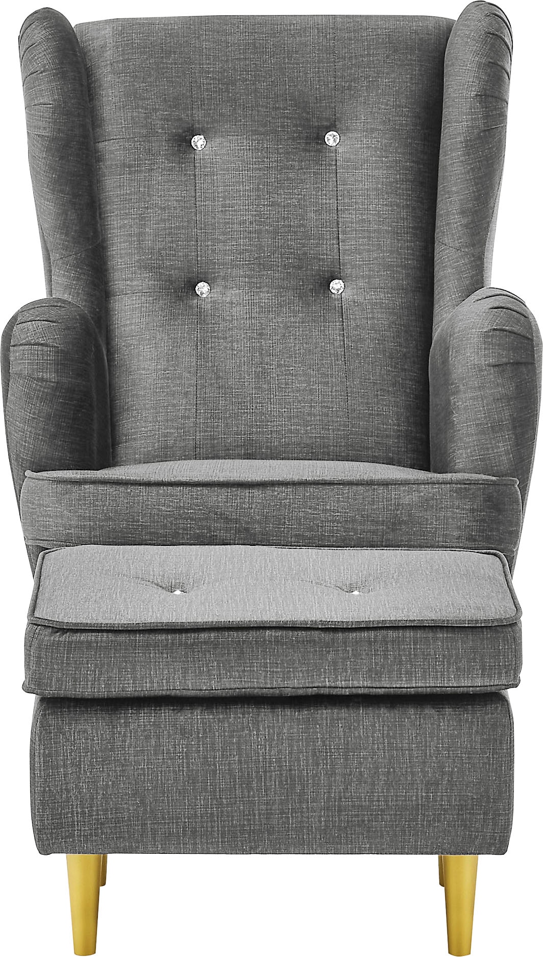ED EXCITING DESIGN Ohrensessel »Tom«, mit Strasssteinen & goldfarbenenen Füssen