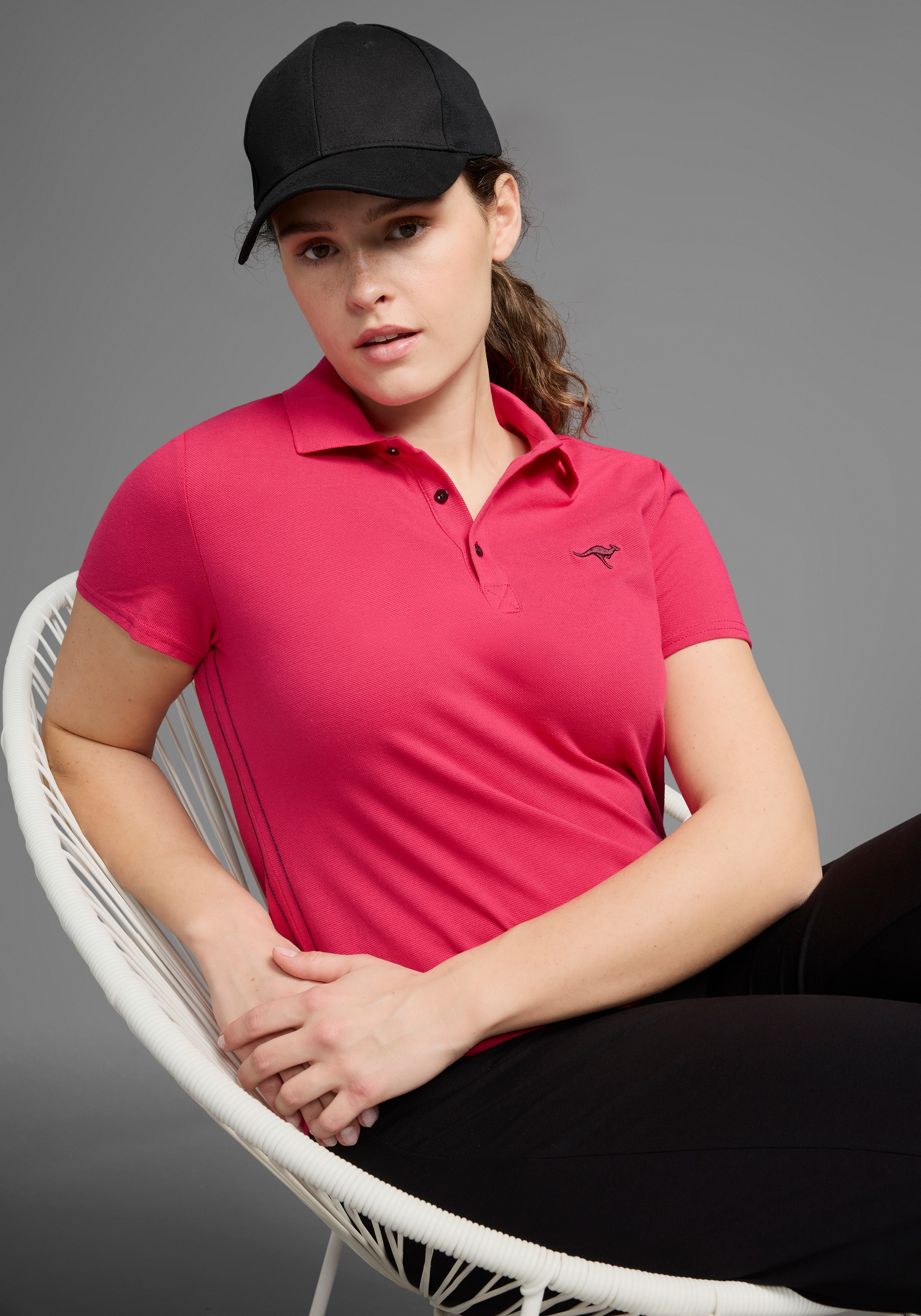 KangaROOS Poloshirt Kurzarm, unifarben, Polokragen, aus Baumwolle, grosse Grössen