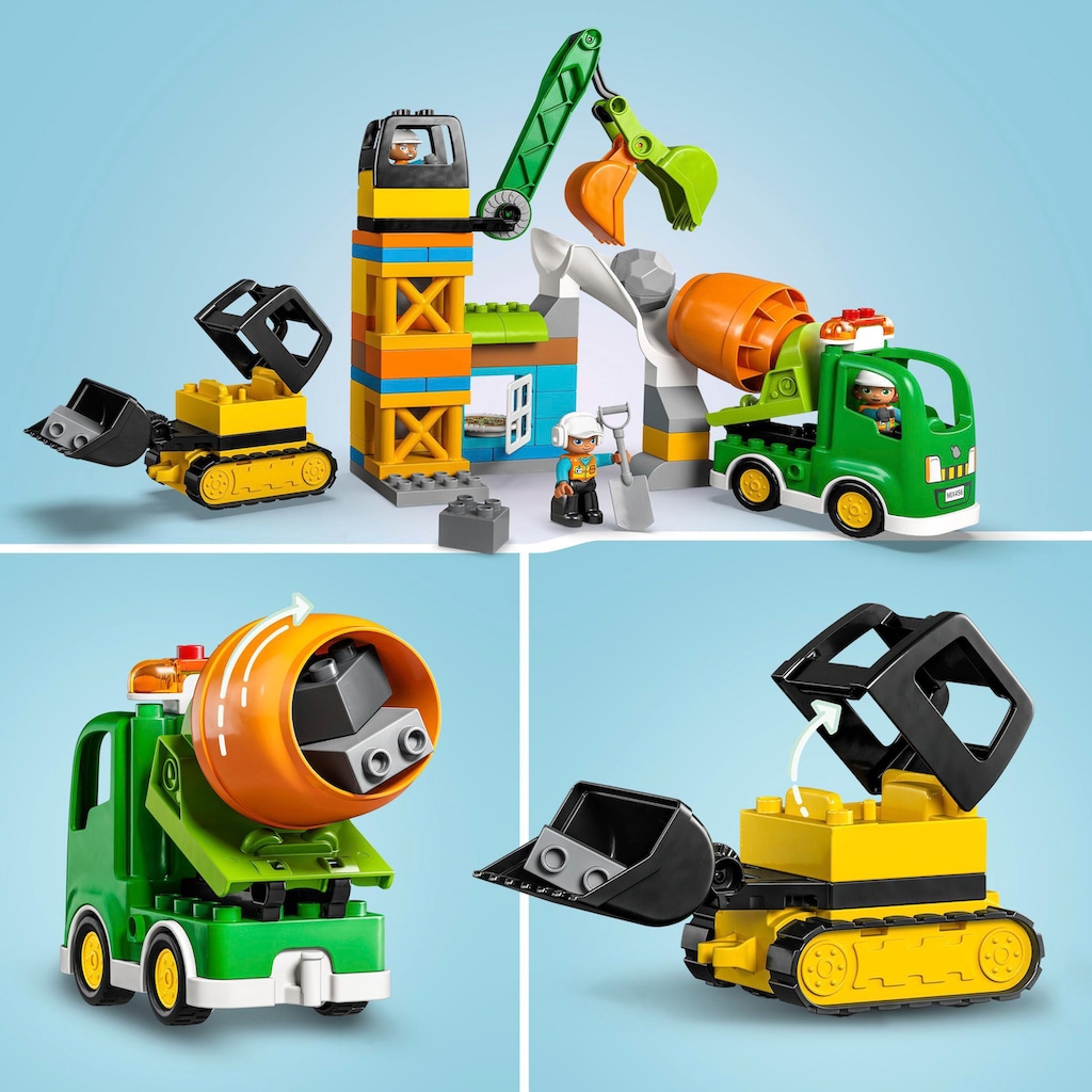 LEGO® Konstruktionsspielsteine »Baustelle mit Baufahrzeugen (10990), LEGO® DUPLO Town«, (61 St.)