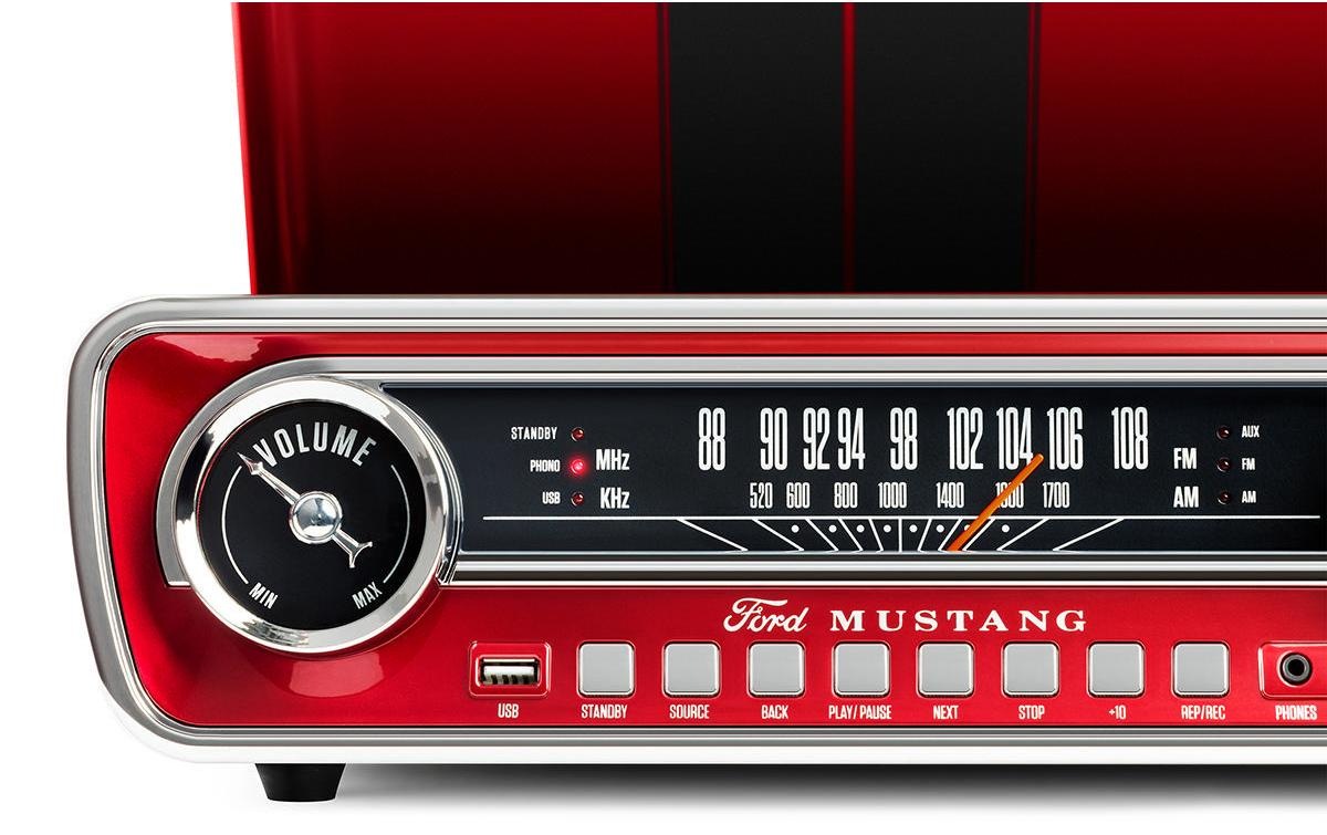 ION AUDIO Stereoanlage »Mustang LP Rot«, (AM-Tuner-FM-Tuner)