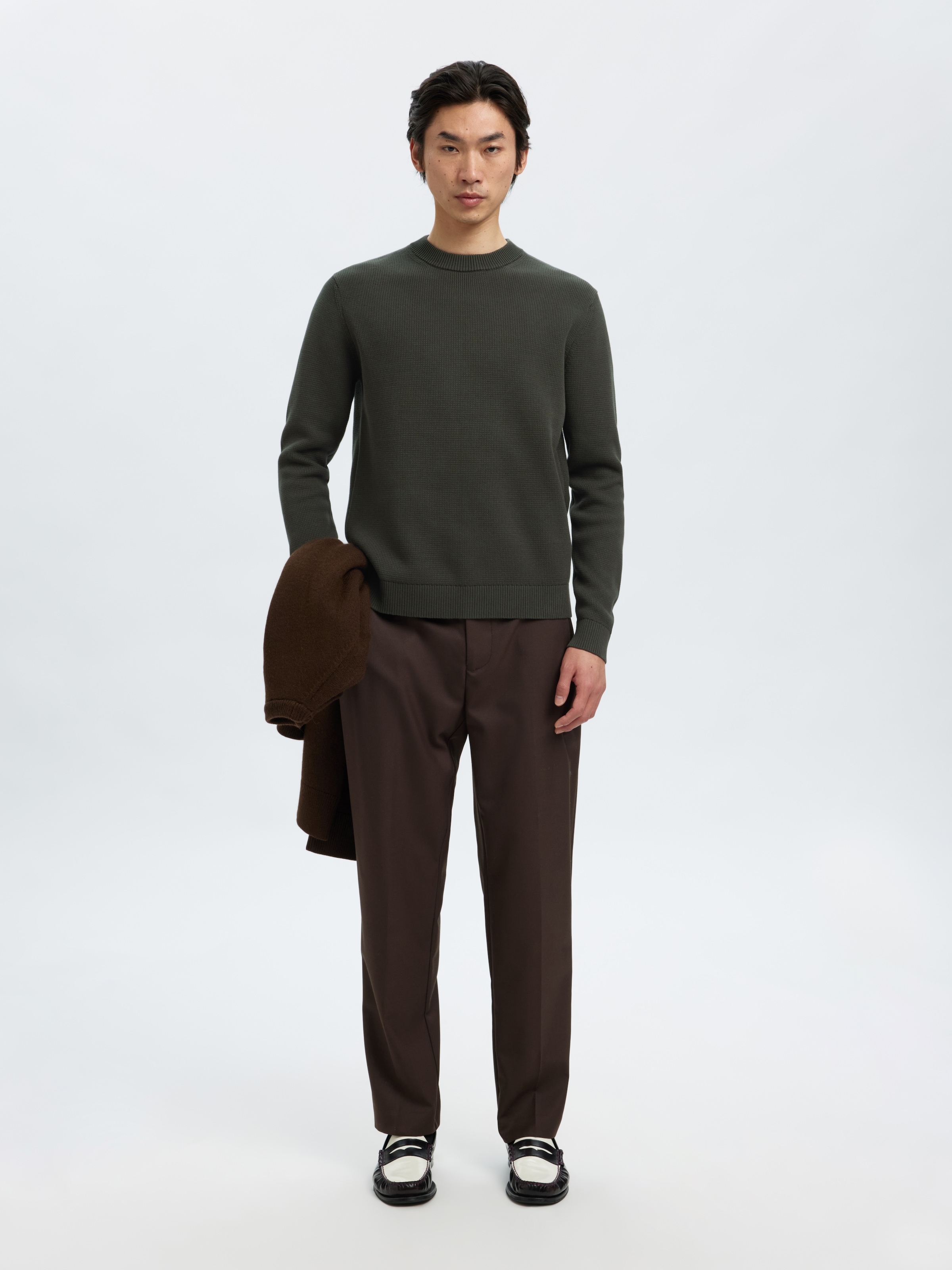 SELECTED HOMME Rundhalspullover »SLHDANE LS KNIT STRUCTURE CREW NECK NOOS«