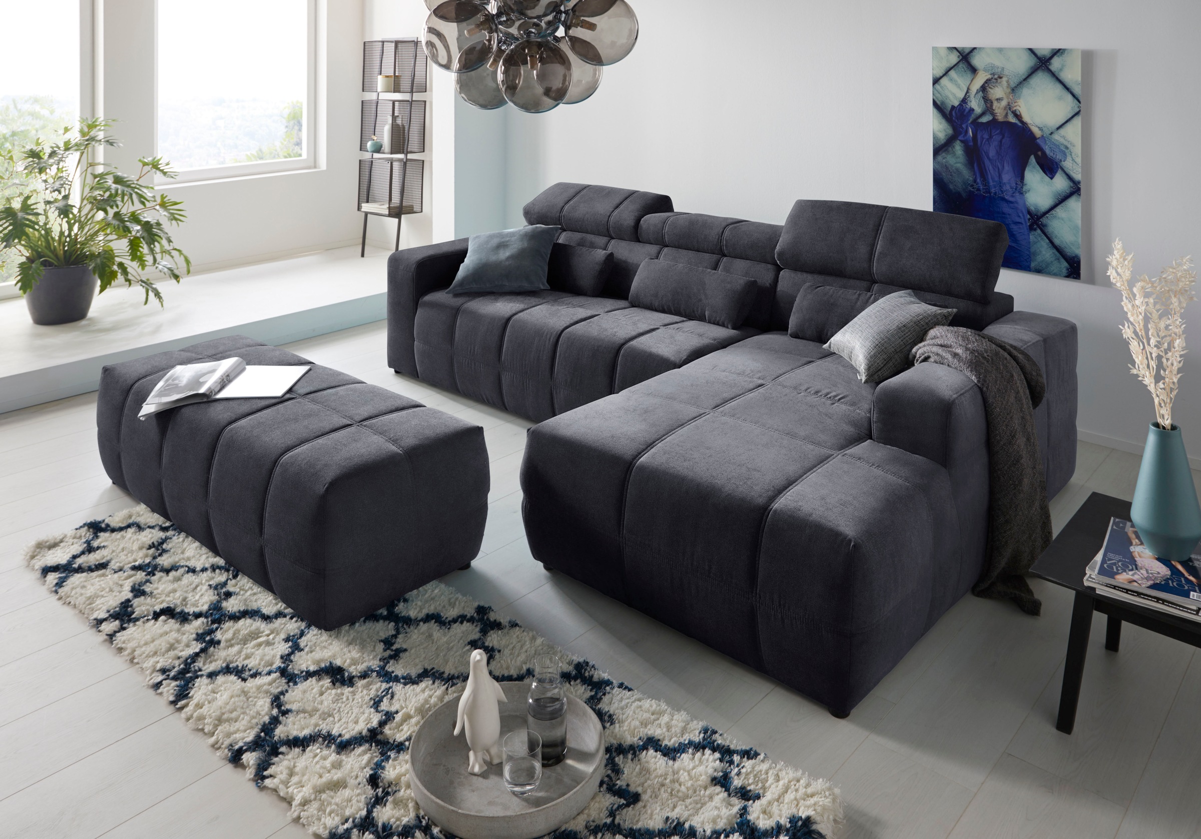DOMO collection Ecksofa »Brandon B/T/H: 289/177/80 cm, whlw. mit Sitztiefenverstellung, L-Form«, mit Kopfteilverstellung, wahlweise Sitztiefenverstellung, L-Form