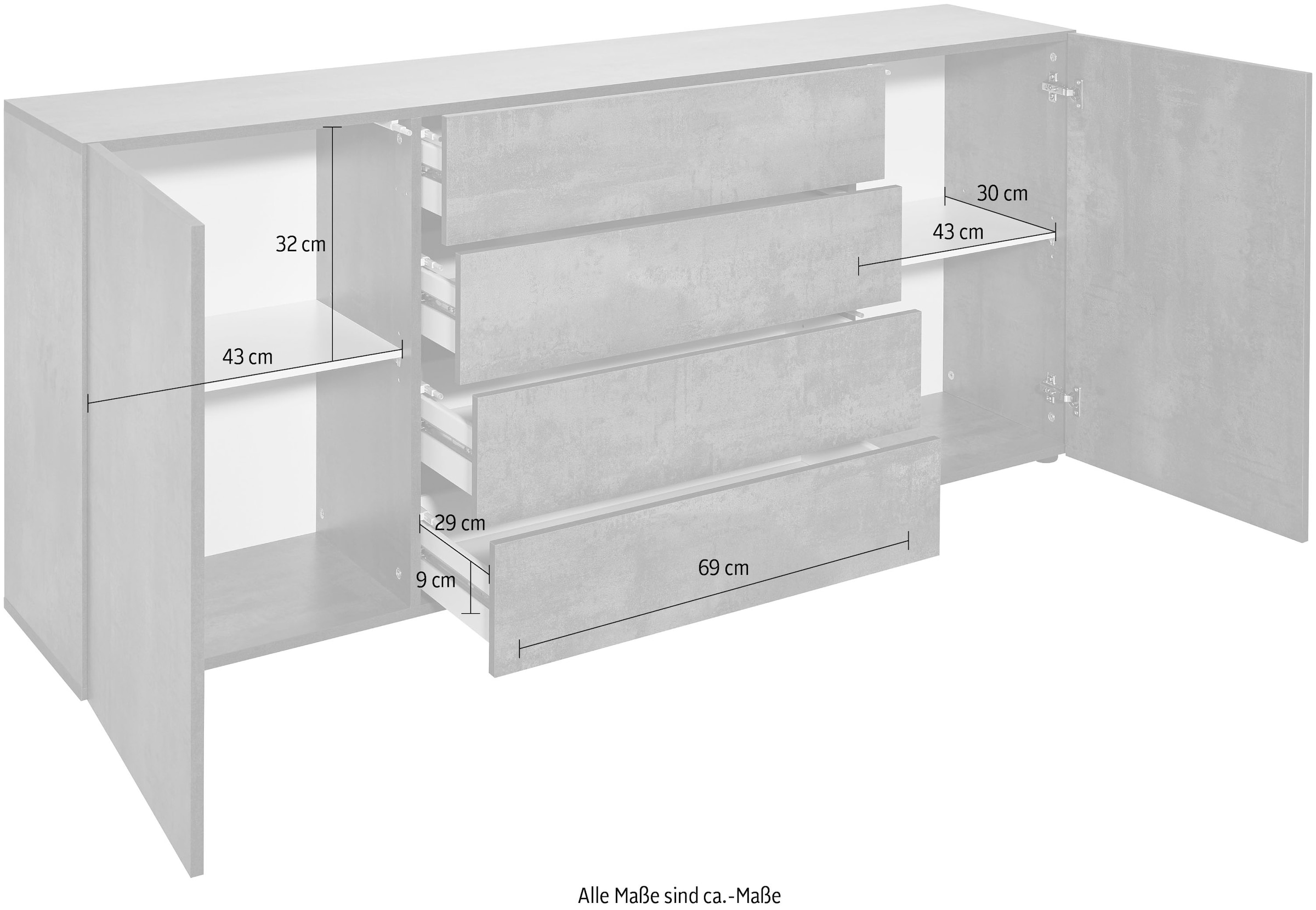 ❤ borchardt Möbel Sideboard »Massa«, Breite 166 cm bestellen im  Jelmoli-Online Shop