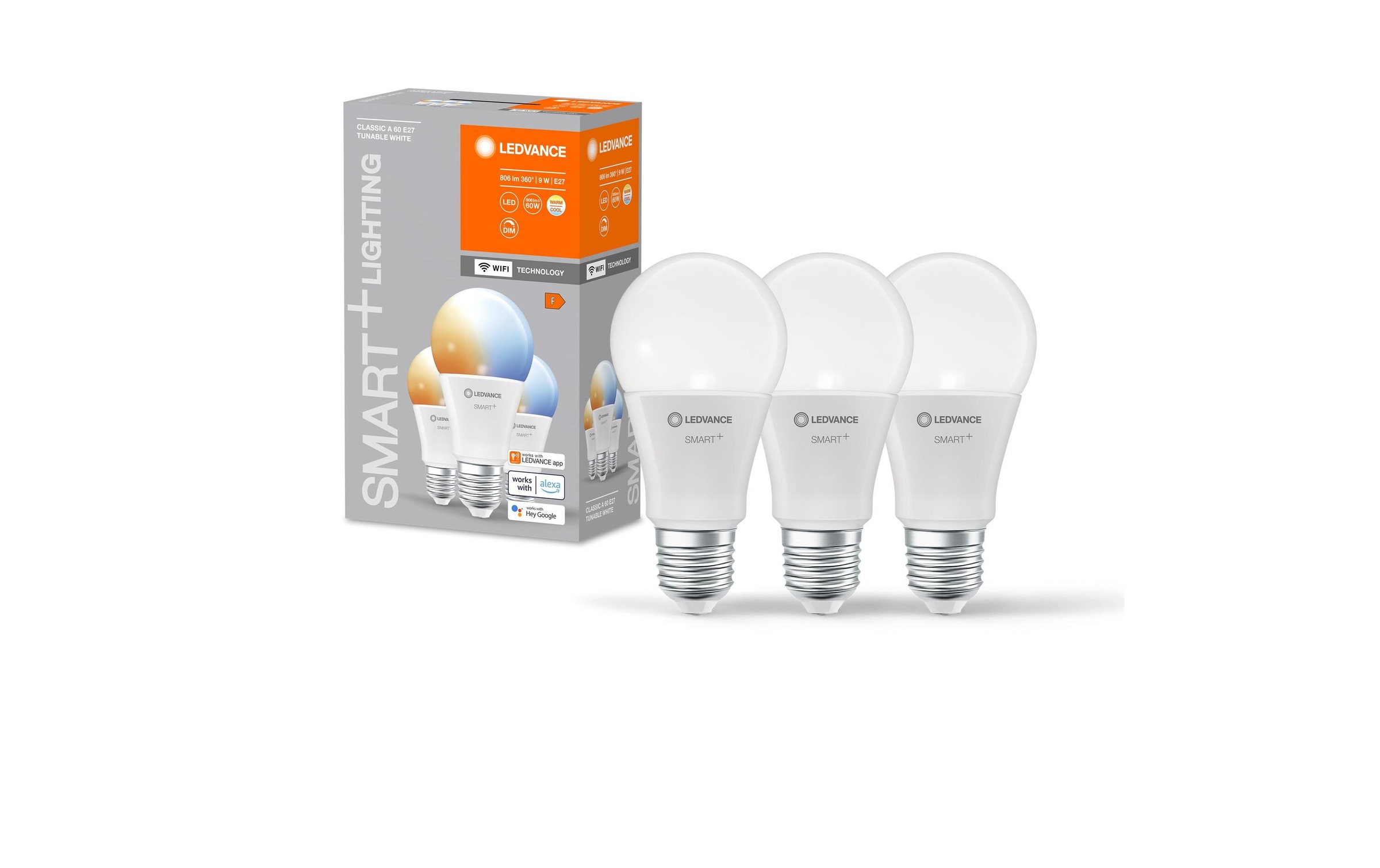 LED-Leuchtmittel »SMART+ WiFi Classic A60, E27, TW, 3 Stück«, E27