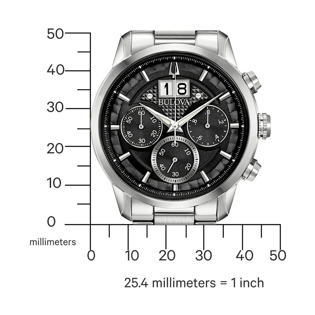 Bulova Chronograph »Sutton«, Armbanduhr, Quarzuhr, Herrenuhr, Edelstahlarmband, Tag