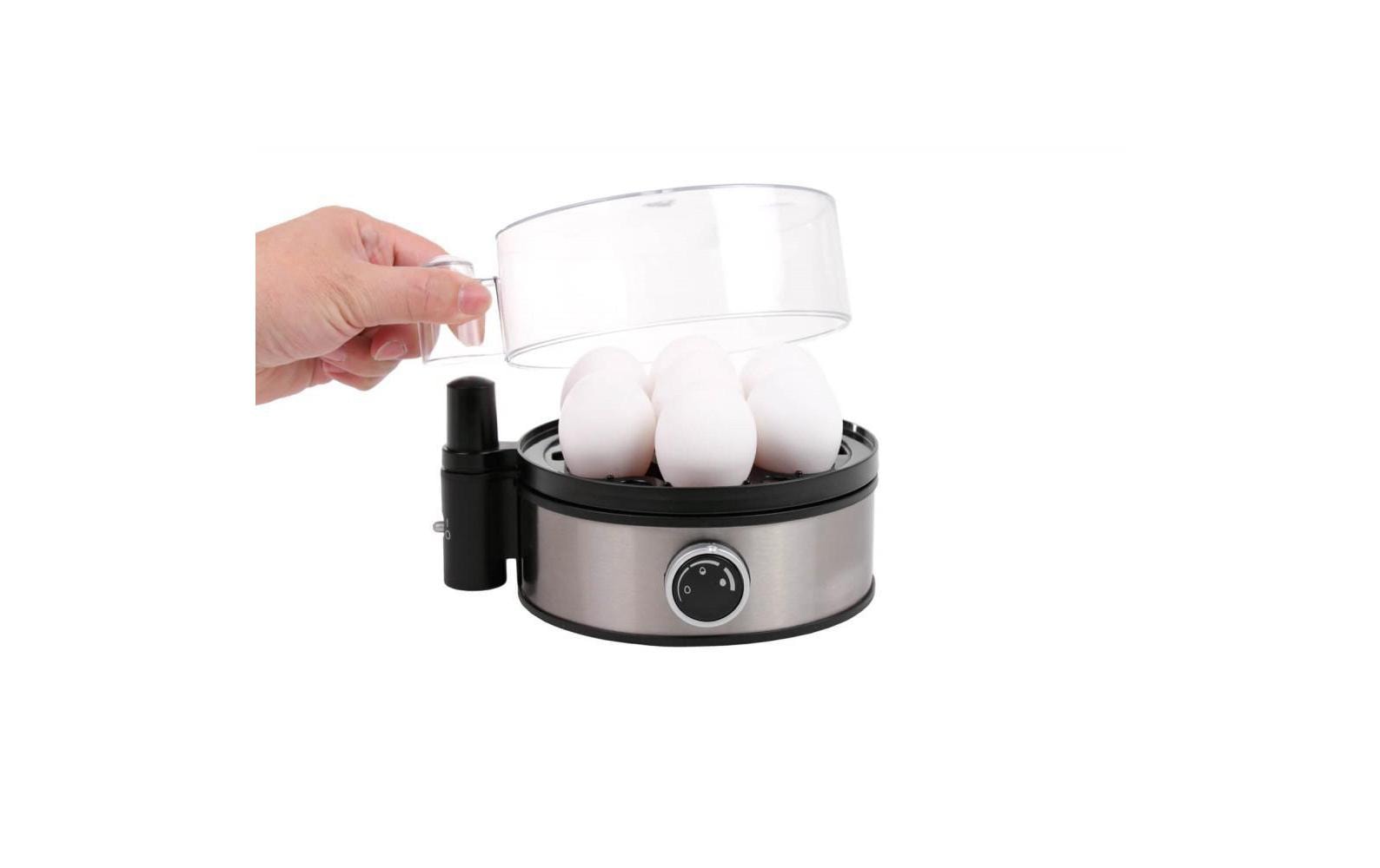 Rommelsbacher Eierkocher »20.ER 400 7 Eier, Silberfarben, Schwarz«, 400 W, Lieferung mit passendem CH-Fixadapter