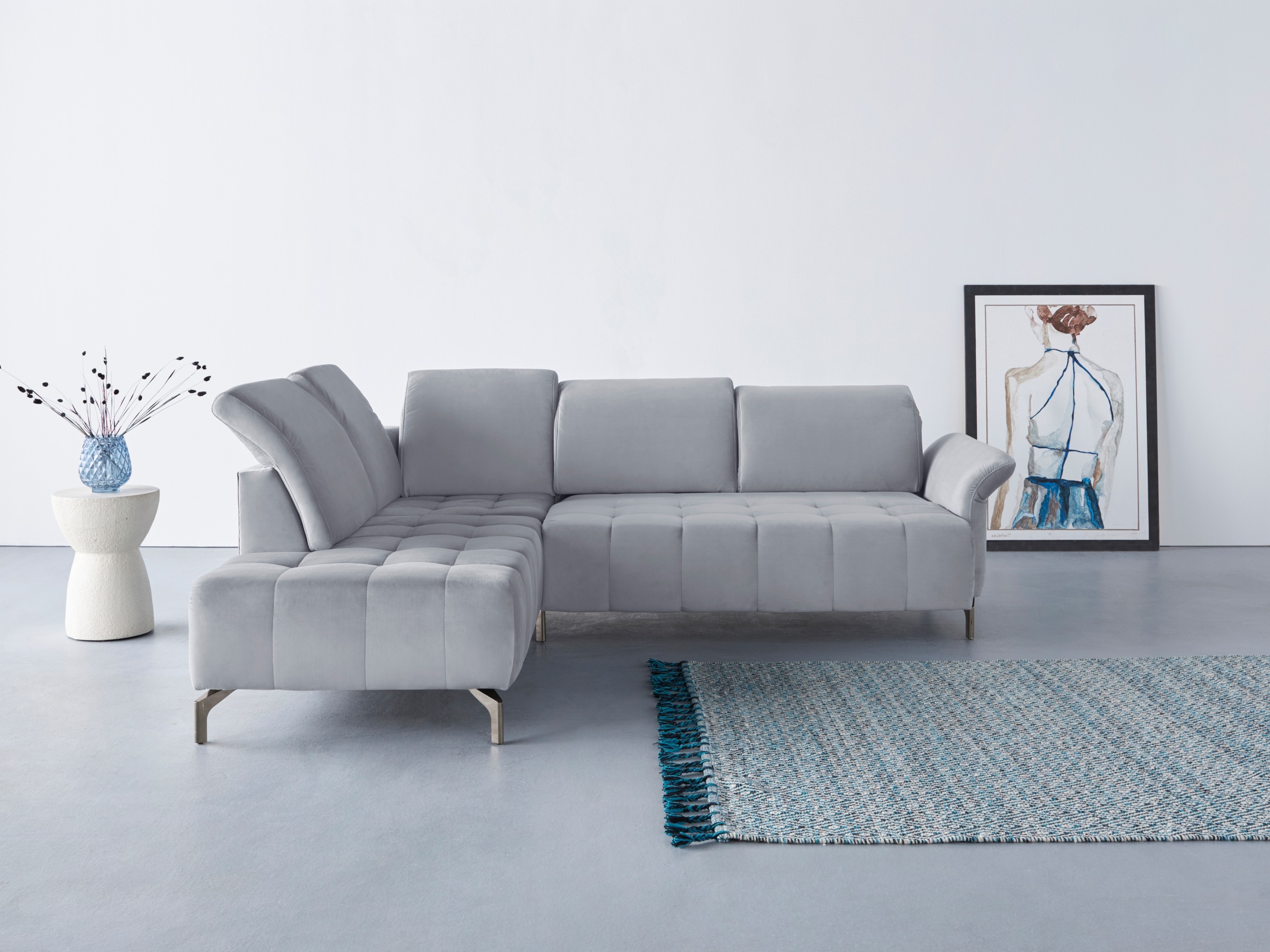 GOODproduct Ecksofa "Fresh L-Form" Federkern, wahlweise Kopfteilverstellung und motorischer Vorziehsitz