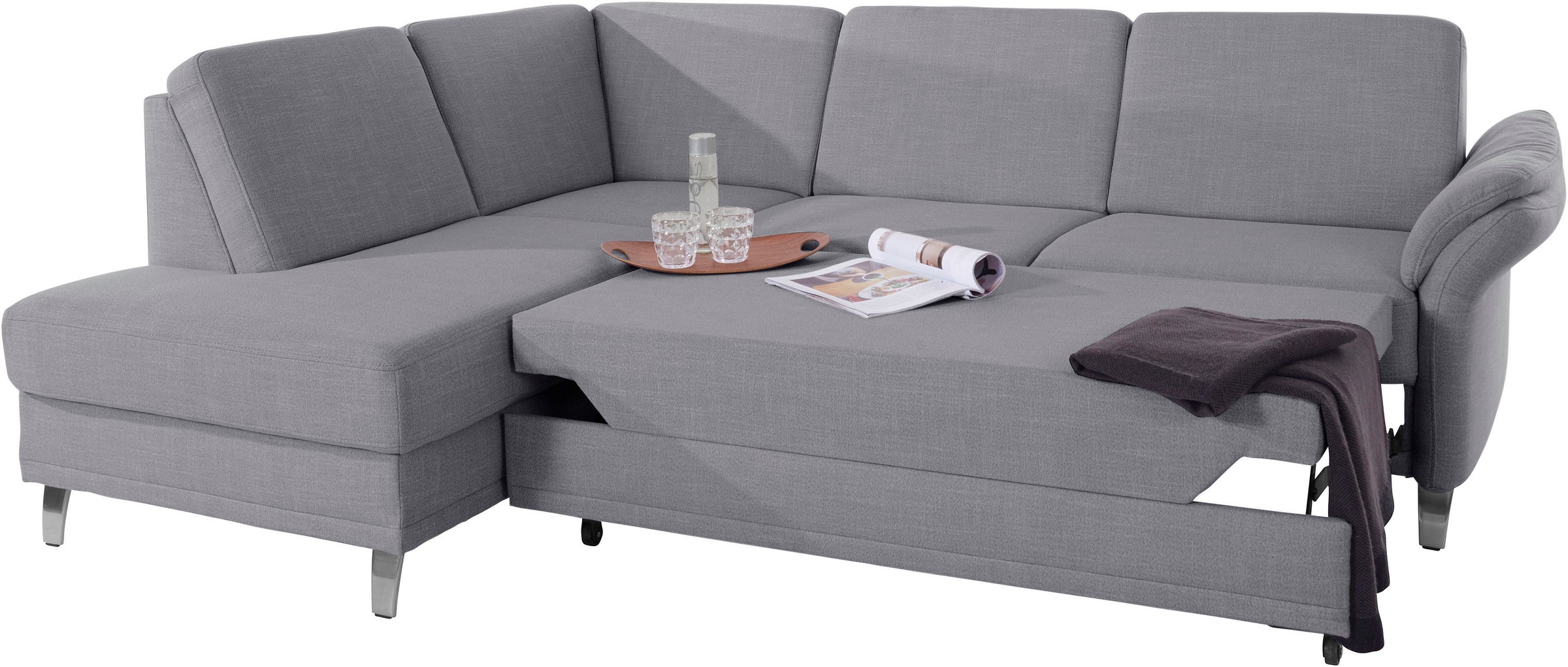 sit&more Ecksofa »Clio L-Form«, wahlweise mit Bettfunktion und Bettkasten, inklusive Federkern