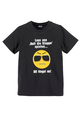 T-Shirt »LASS UNS: HALT DIE KLAPPEN! SPIELEN«, Spruch